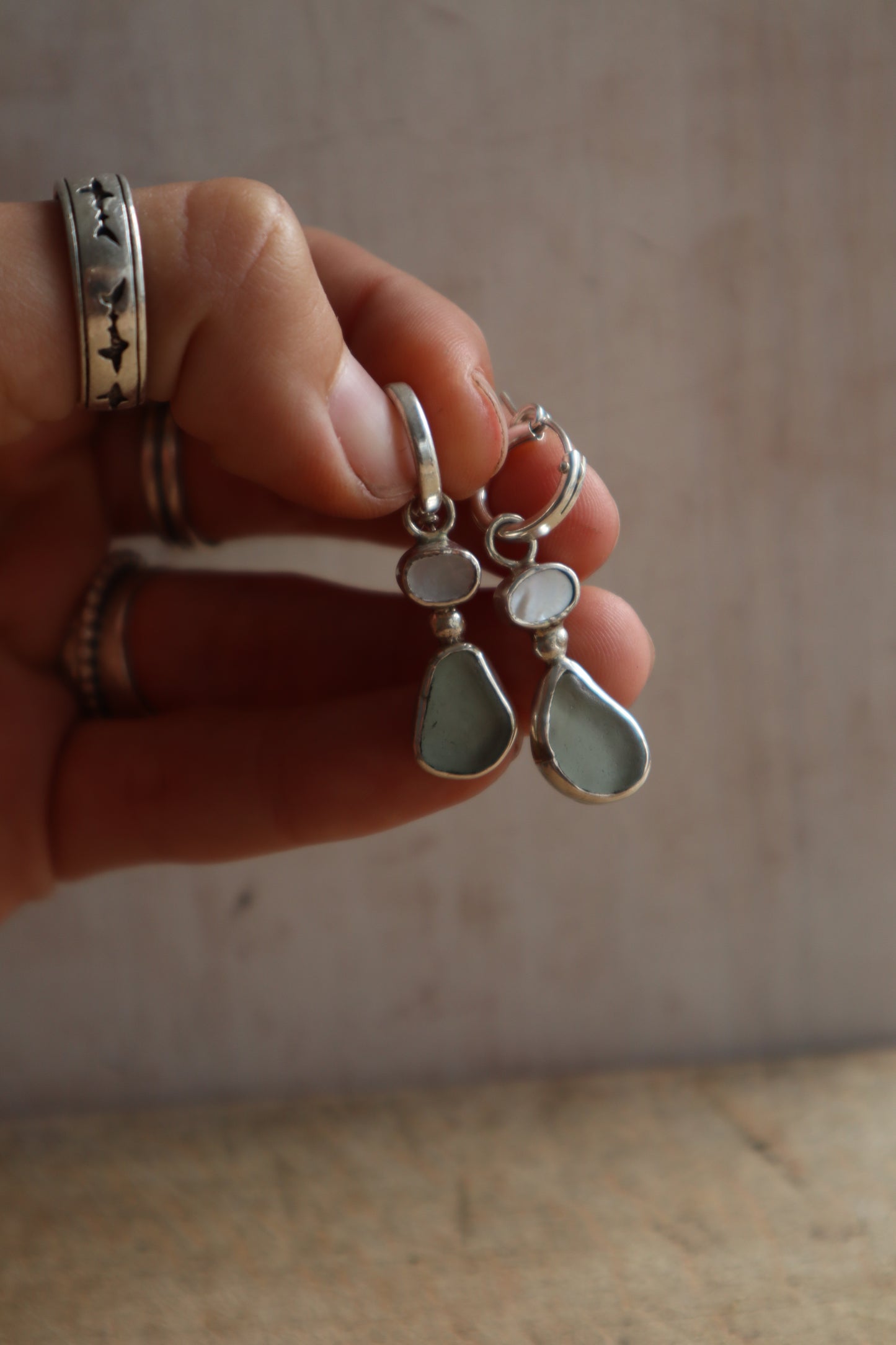Pearly Seaglass Earrings