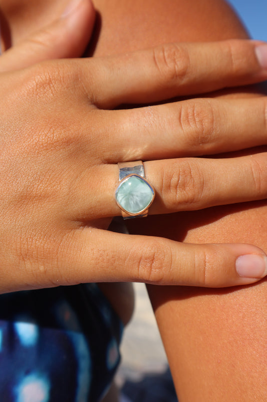 Textured Hemimorphite Ring SIZE P - 7 3/4