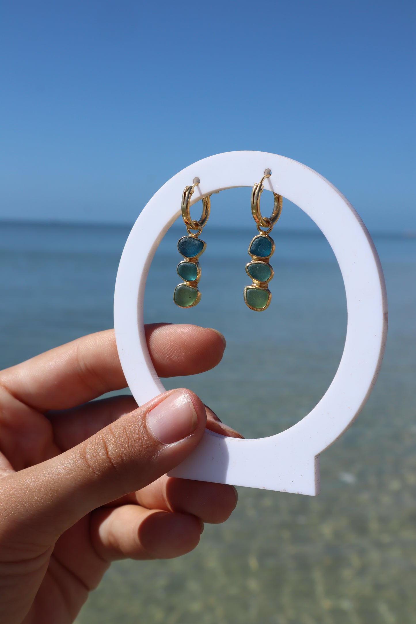 Triple Seaglass Earrings