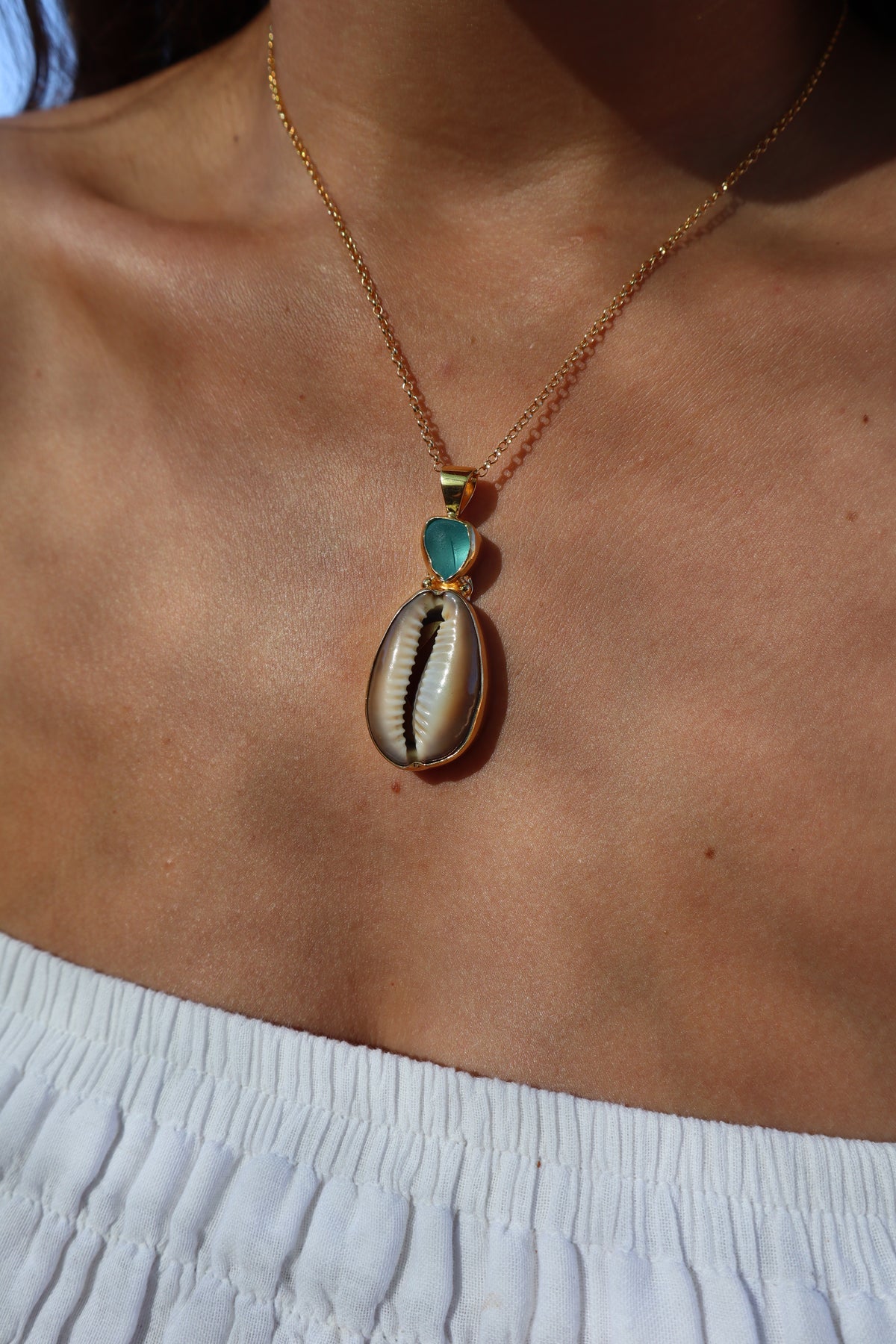 Cowrie x Seaglass Pendant
