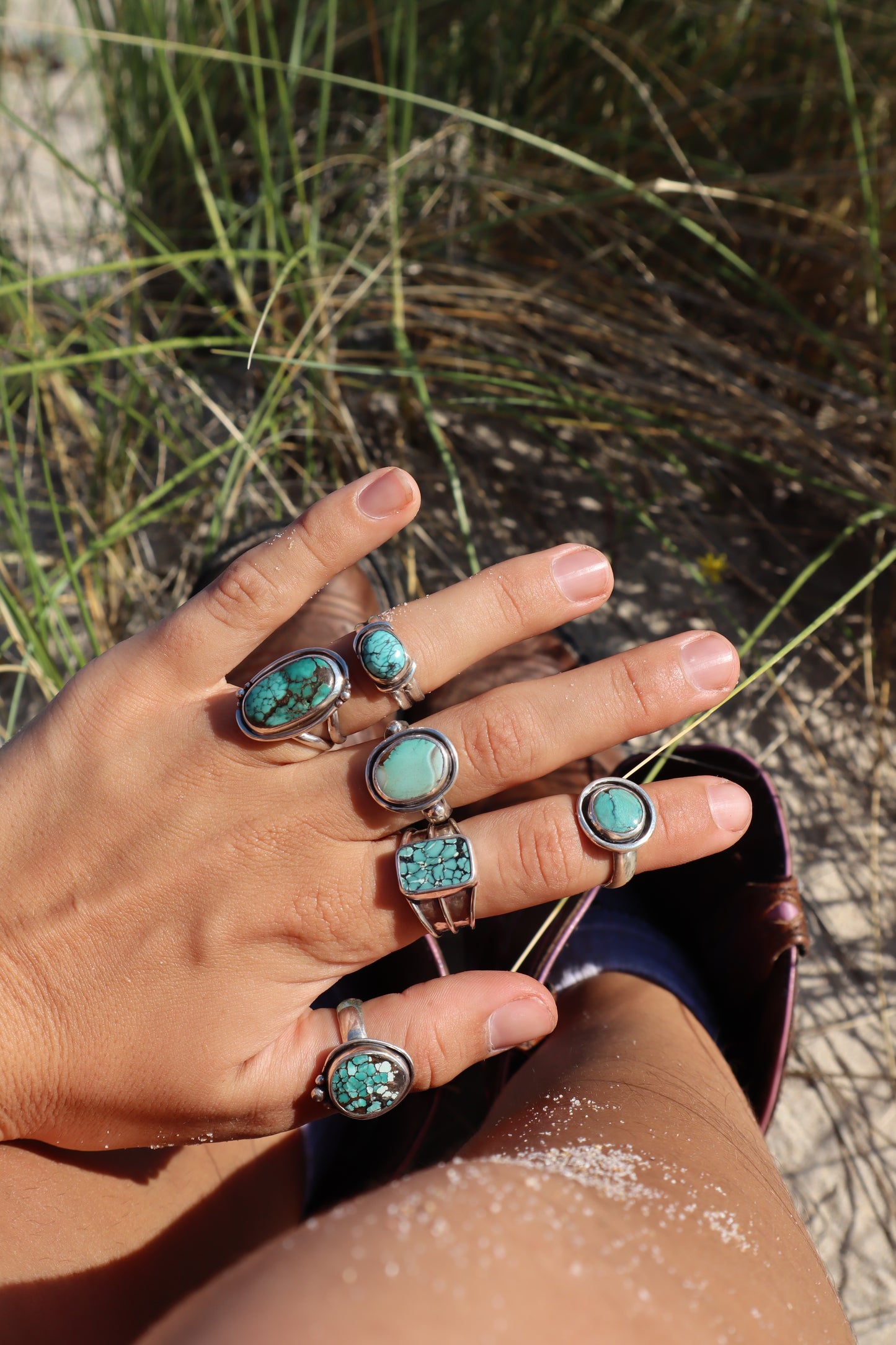 Chunky Turquoise Ring SIZE S - 9 1/4