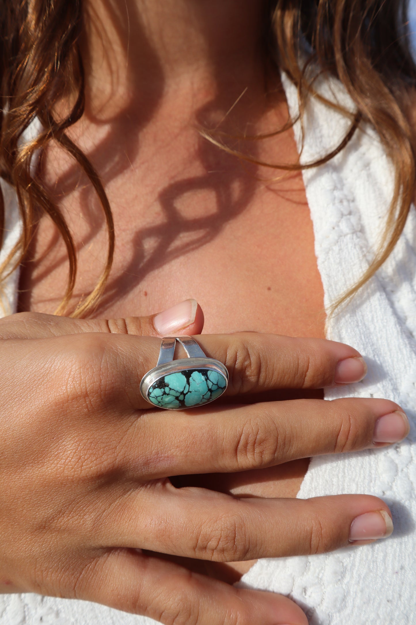 Chunky Turquoise Ring SIZE S 1/2 - 9 1/2