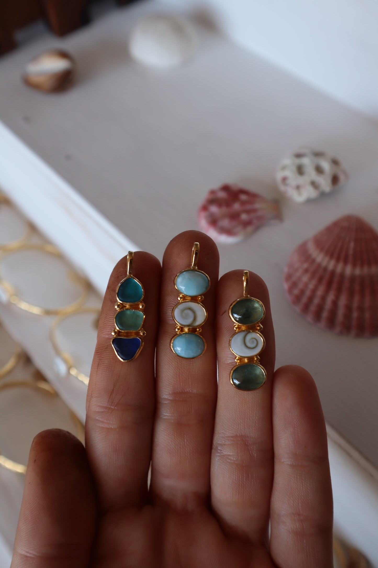 Triple Sea Glass Pendant