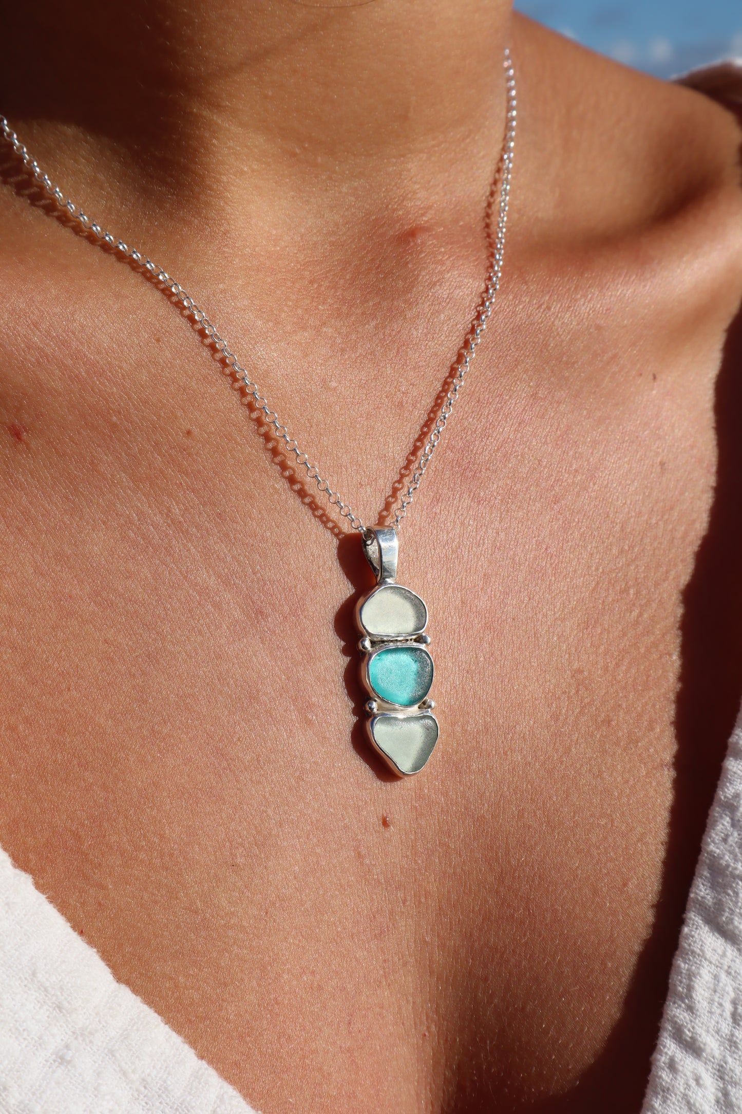 Triple Seaglass Pendant