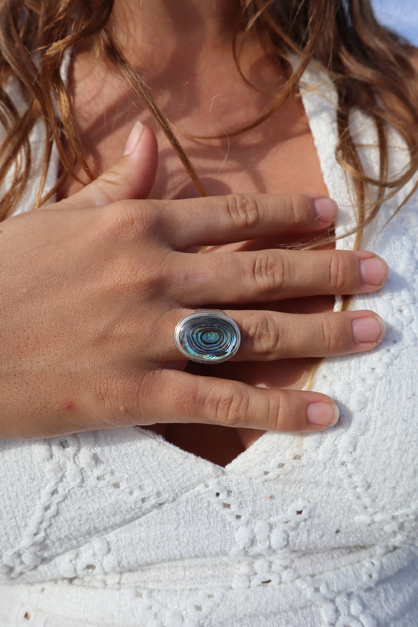 Chunky Abalone Ring SIZE O 1/2 - 7 1/2
