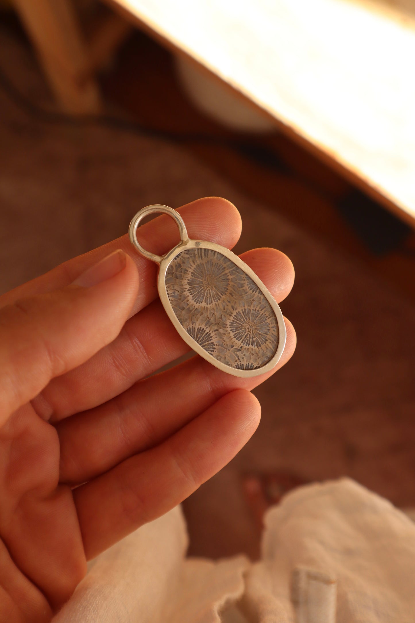 Fossilised Coral Keychain