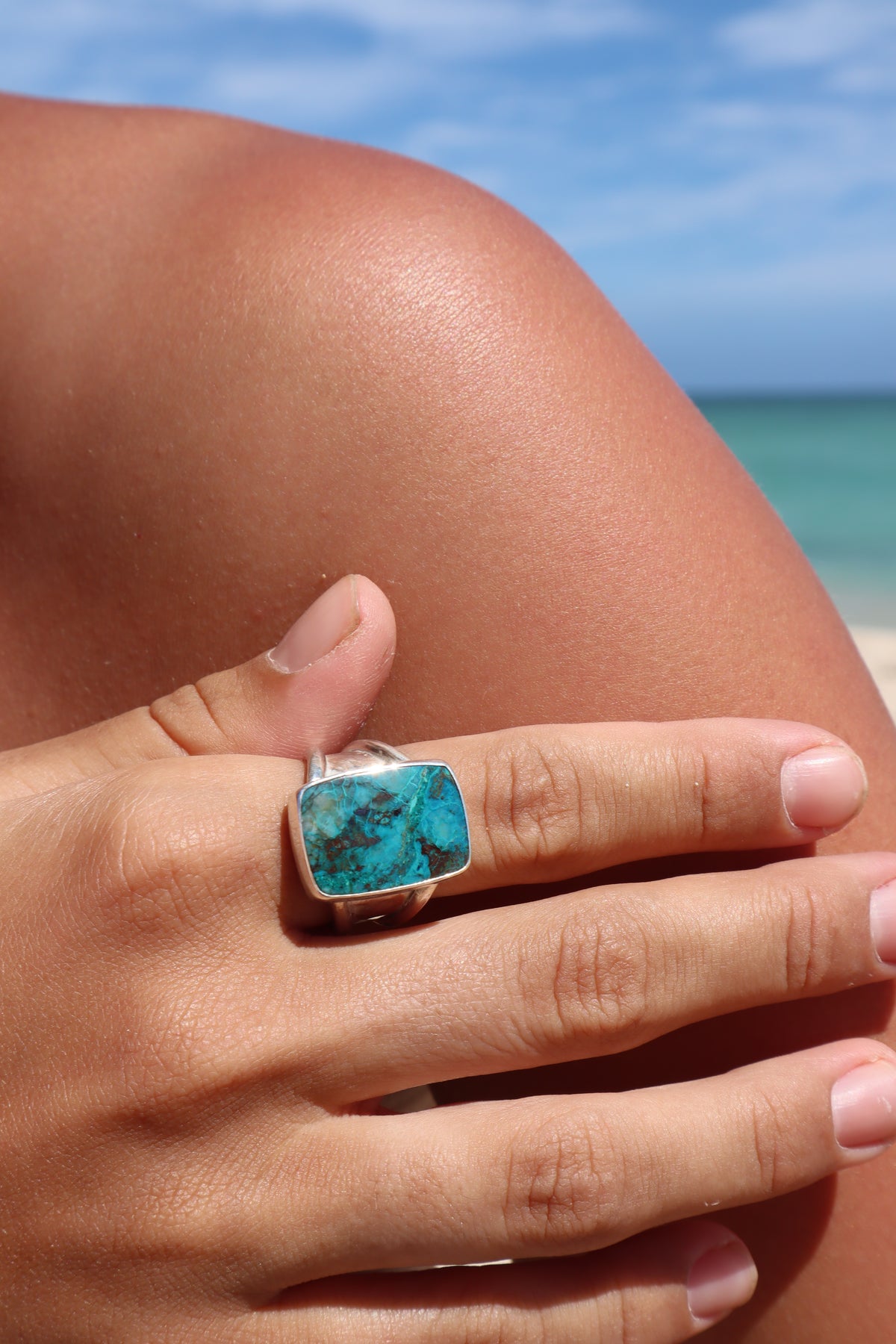 Chunky Chrysocolla Ring SIZE 10