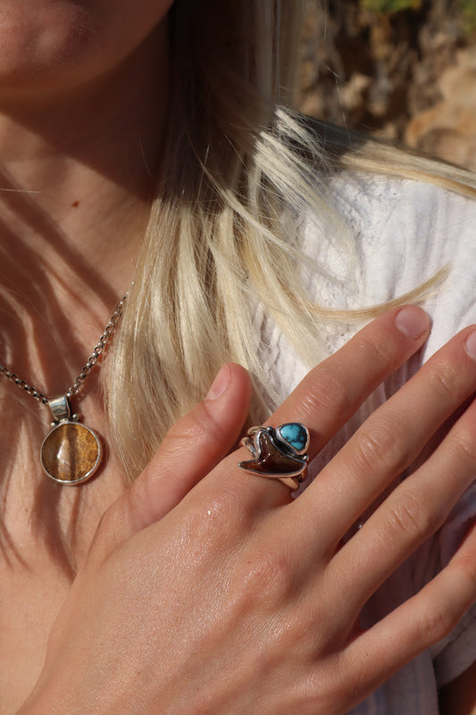 Shark Tooth x Turquoise Ring SIZE P 1/2 - 8