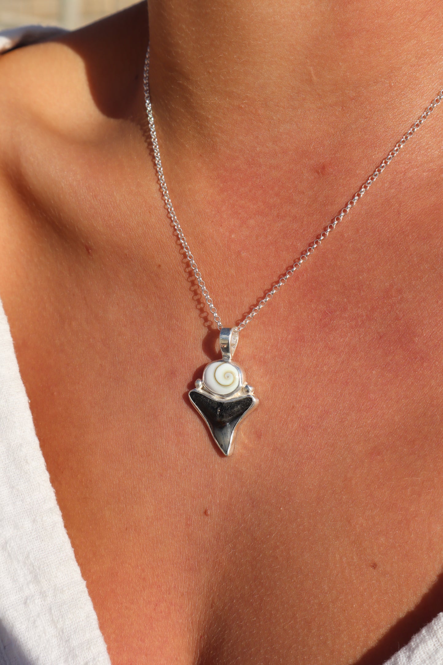 Operculum x Fossilised Shark Tooth Pendant