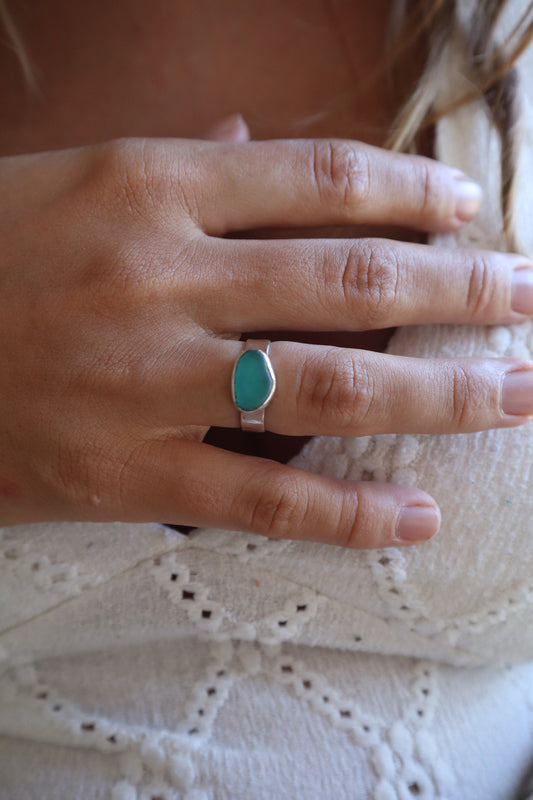 Textured Sea Glass Ring SIZE O - 7 1/4