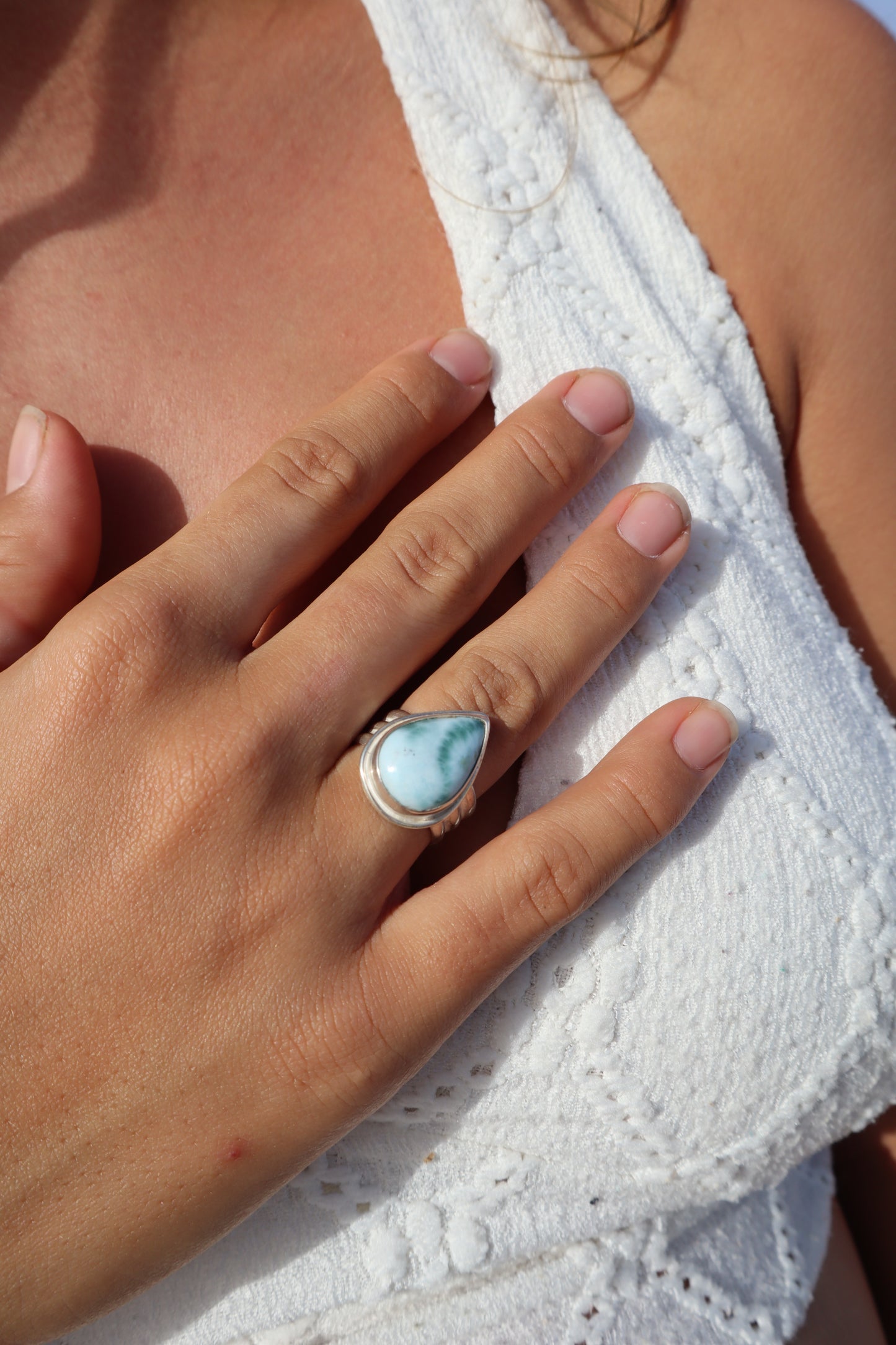 Chunky Larimar Ring SIZE N 1/2 - 7