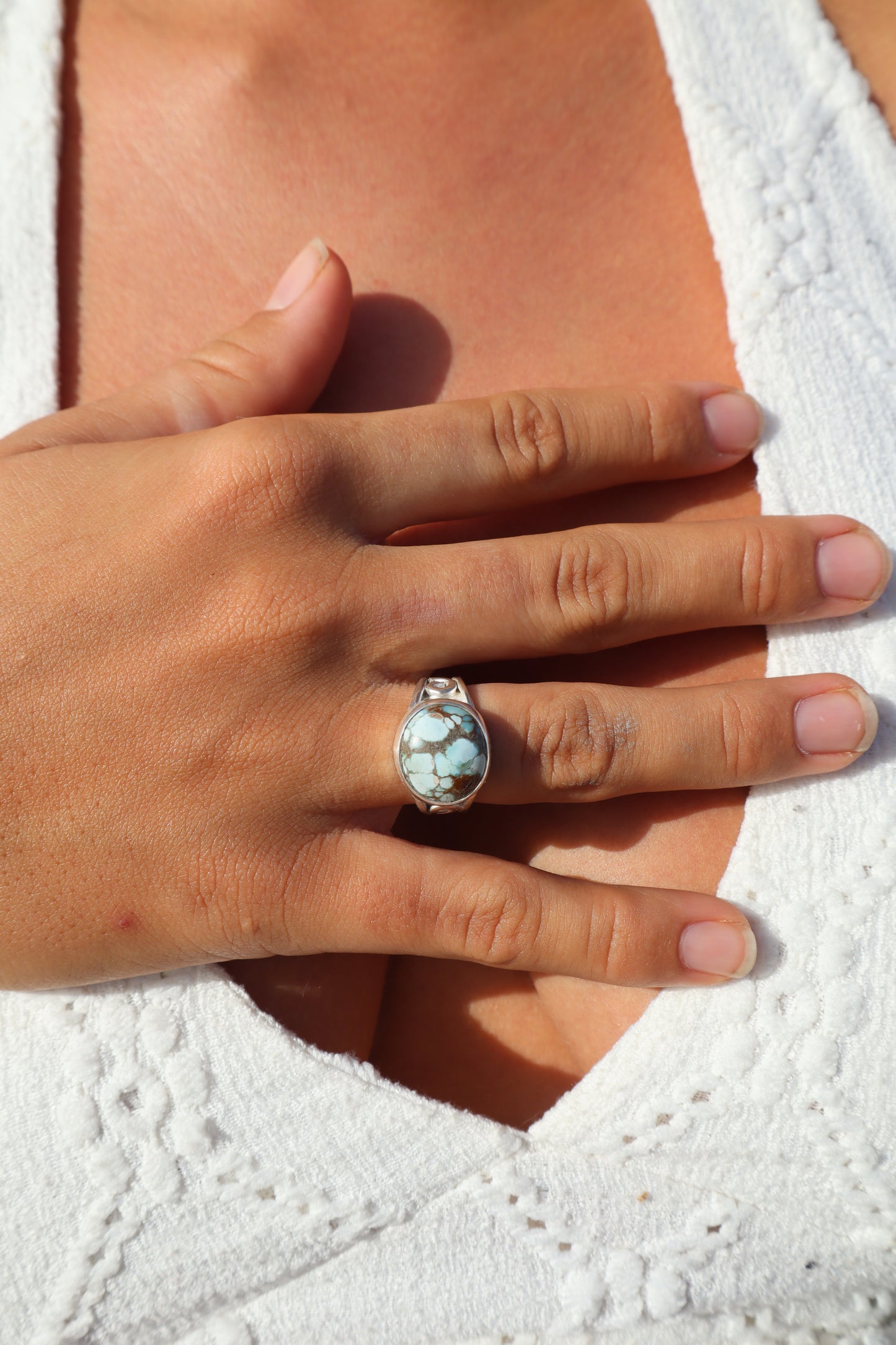 Spiral Turquoise Ring SIZE M - 6 1/4