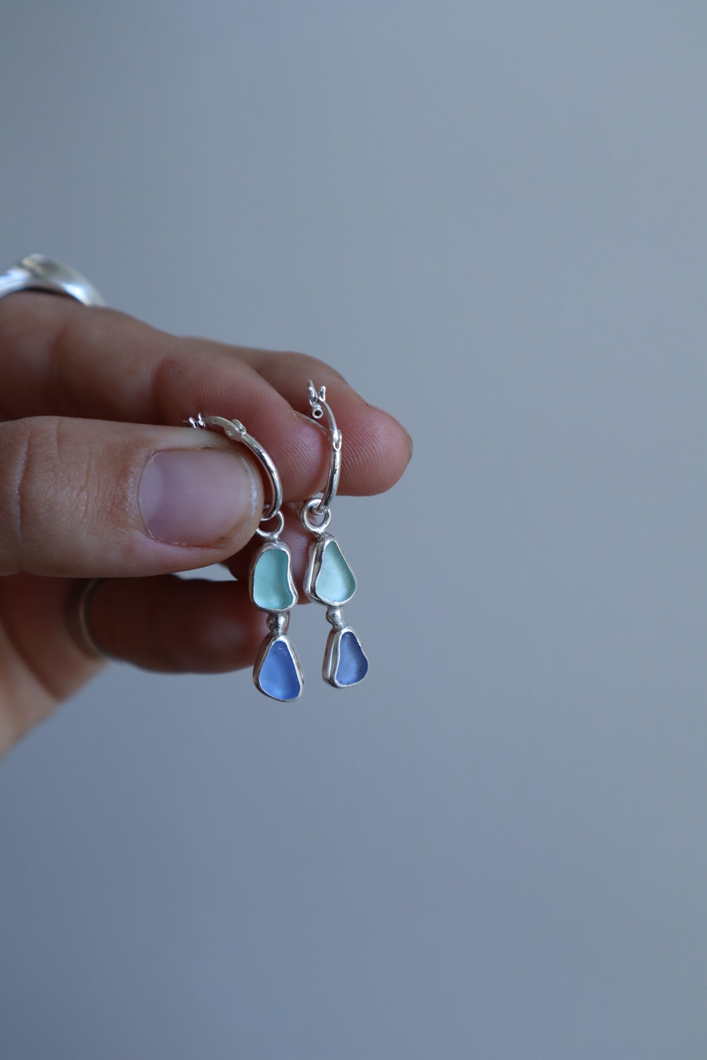 Double Seaglass Hoops