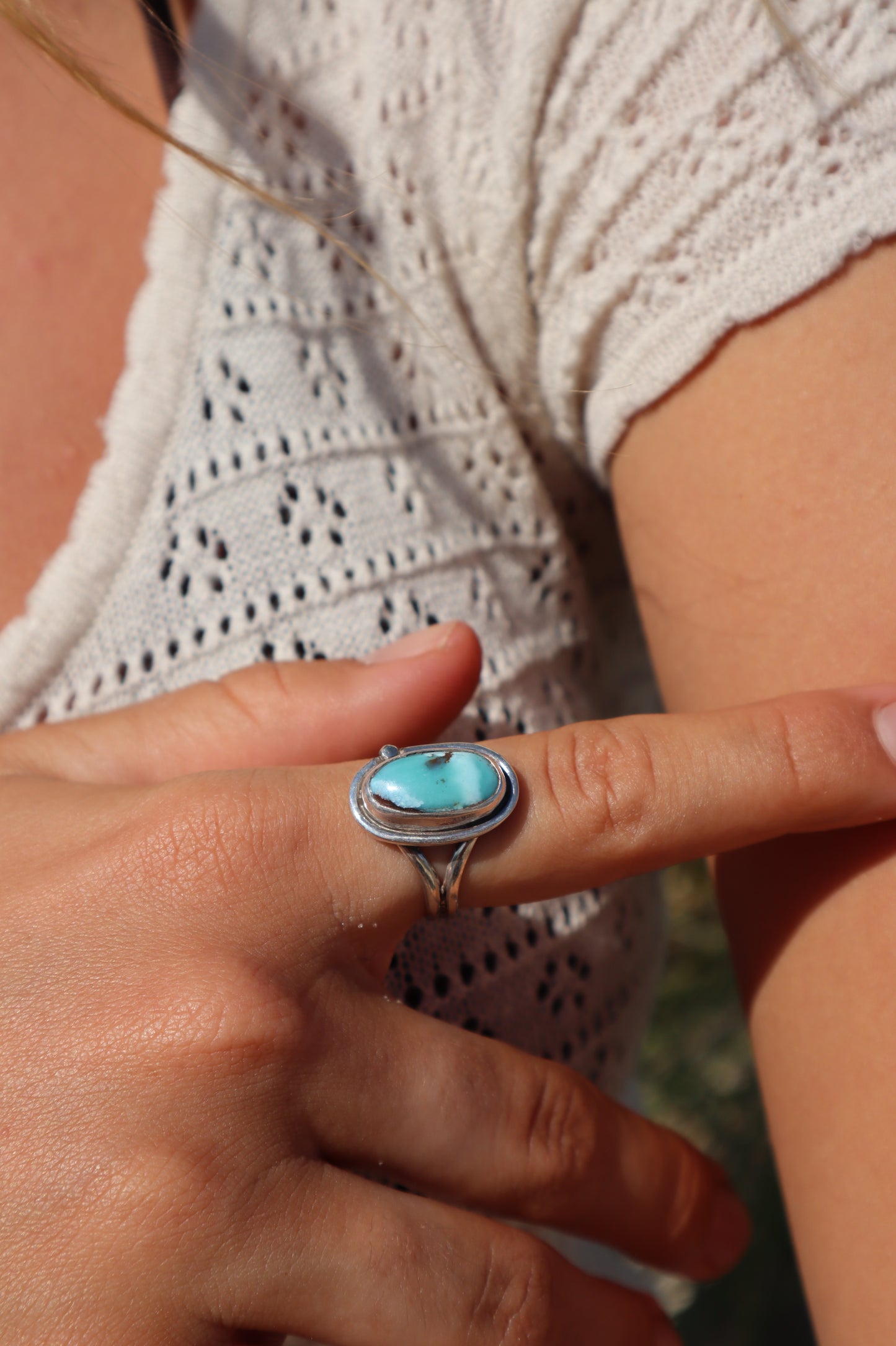 Double Banded Turquoise Ring SIZE Q 1/2 - 8 1/2