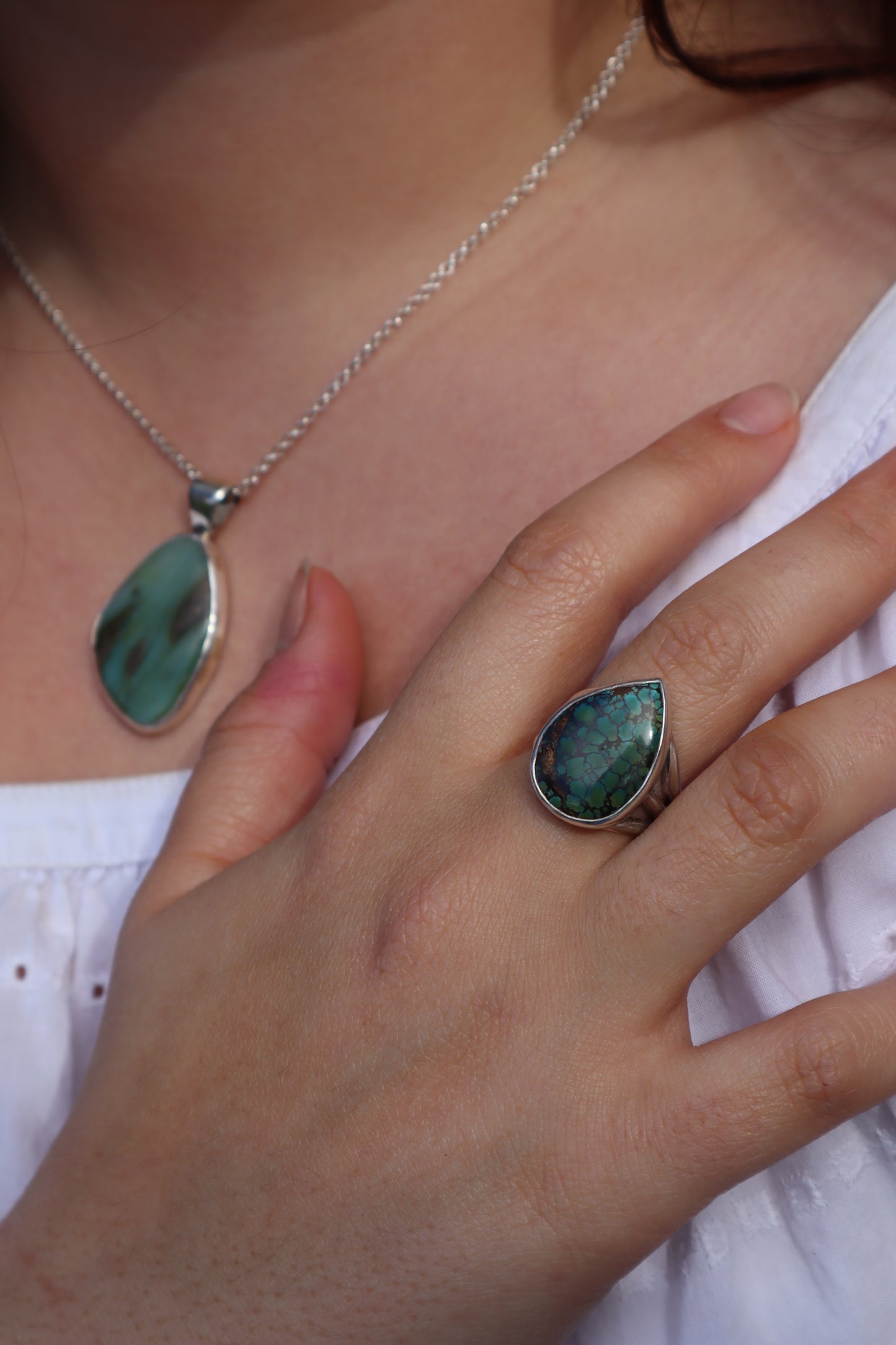 Teardrop Turquoise Ring SIZE P 1/2 - 8