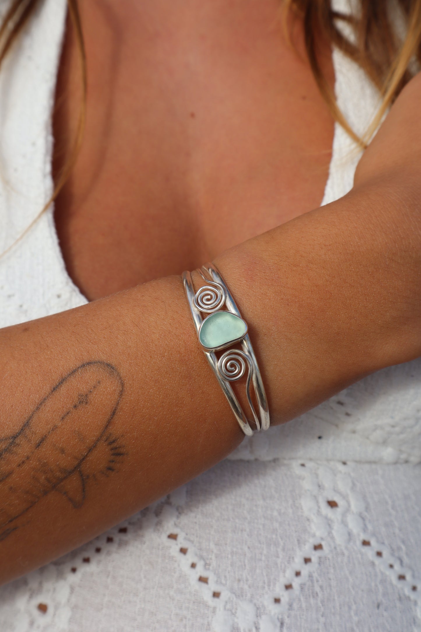 Spiral Seaglass Tidal Cuff