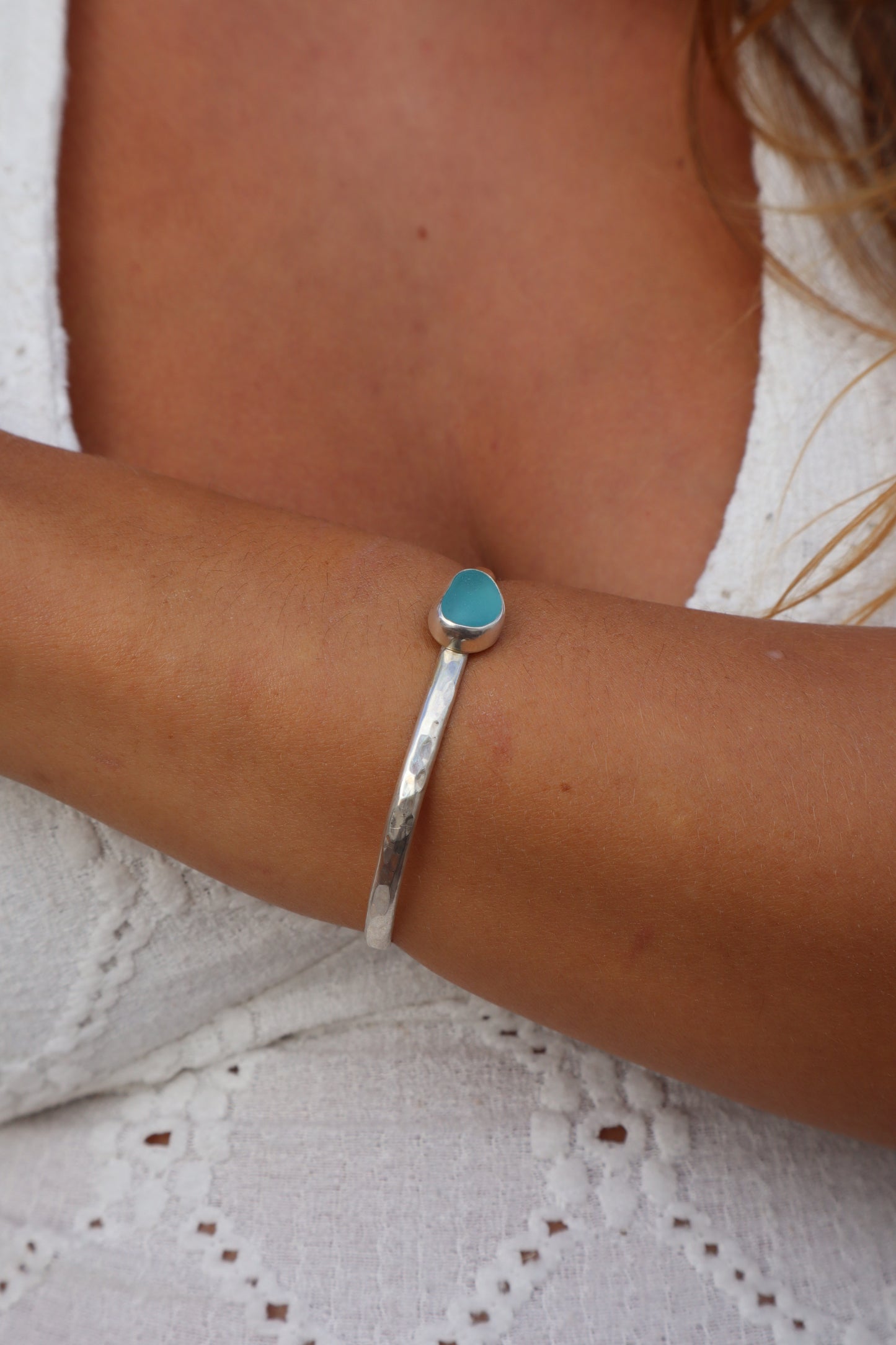 Blue Sea Glass Wanderer Cuff