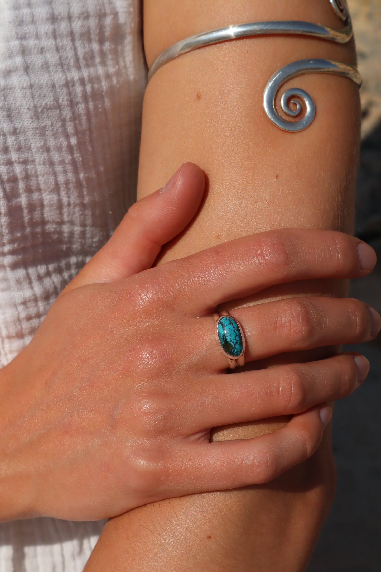 Shattuckite Azurite Ring SIZE L - 5 3/4