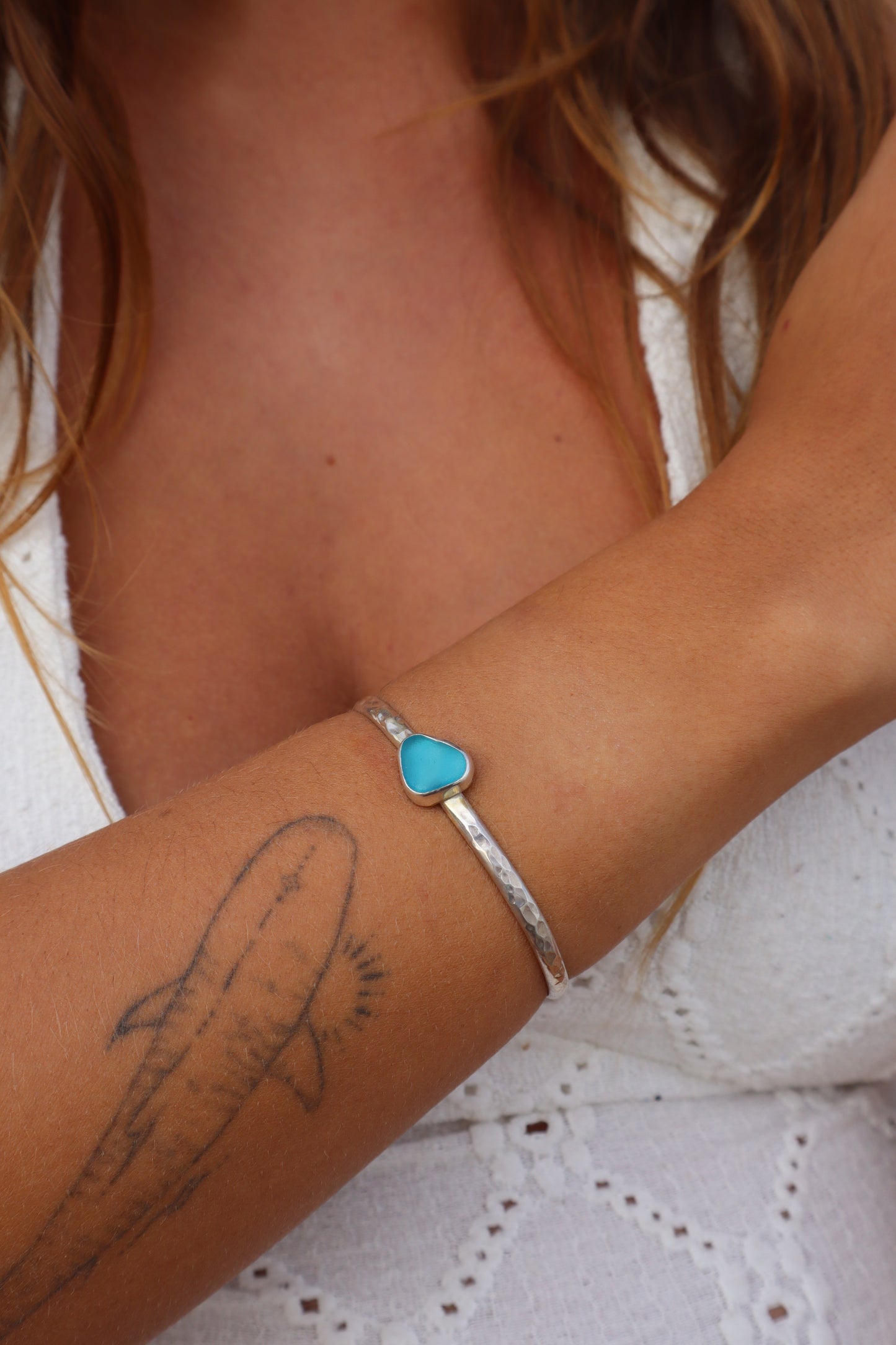 Blue Sea Glass Wanderer Cuff