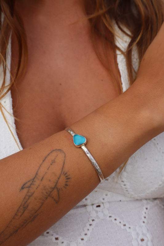 Blue Sea Glass Wanderer Cuff