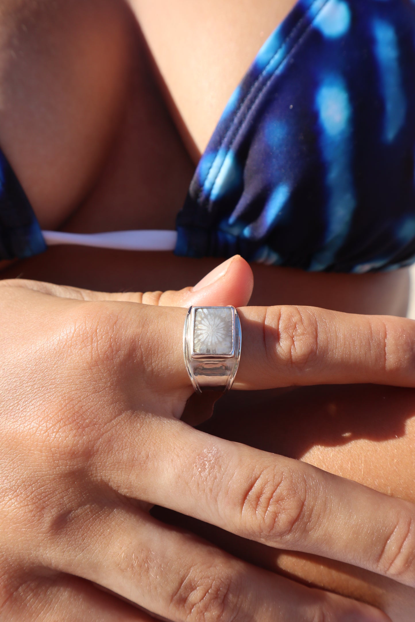 Signet Coral Ring SIZE S - 9 1/4