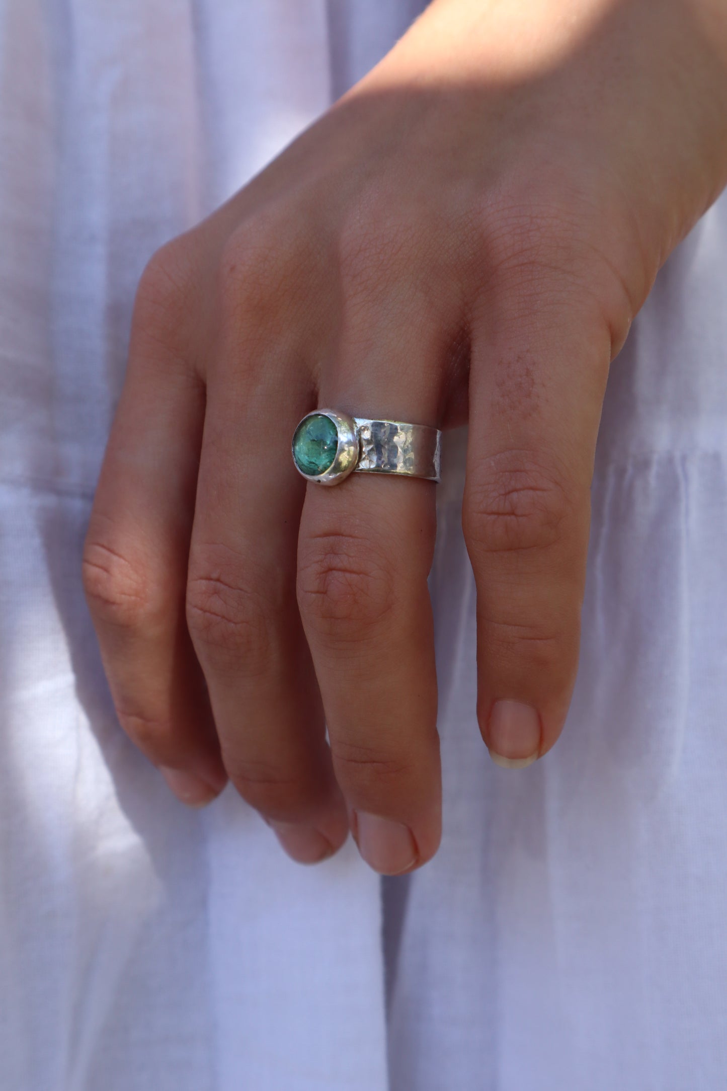 Hammered Kyanite Ring SIZE N - 6 3/4