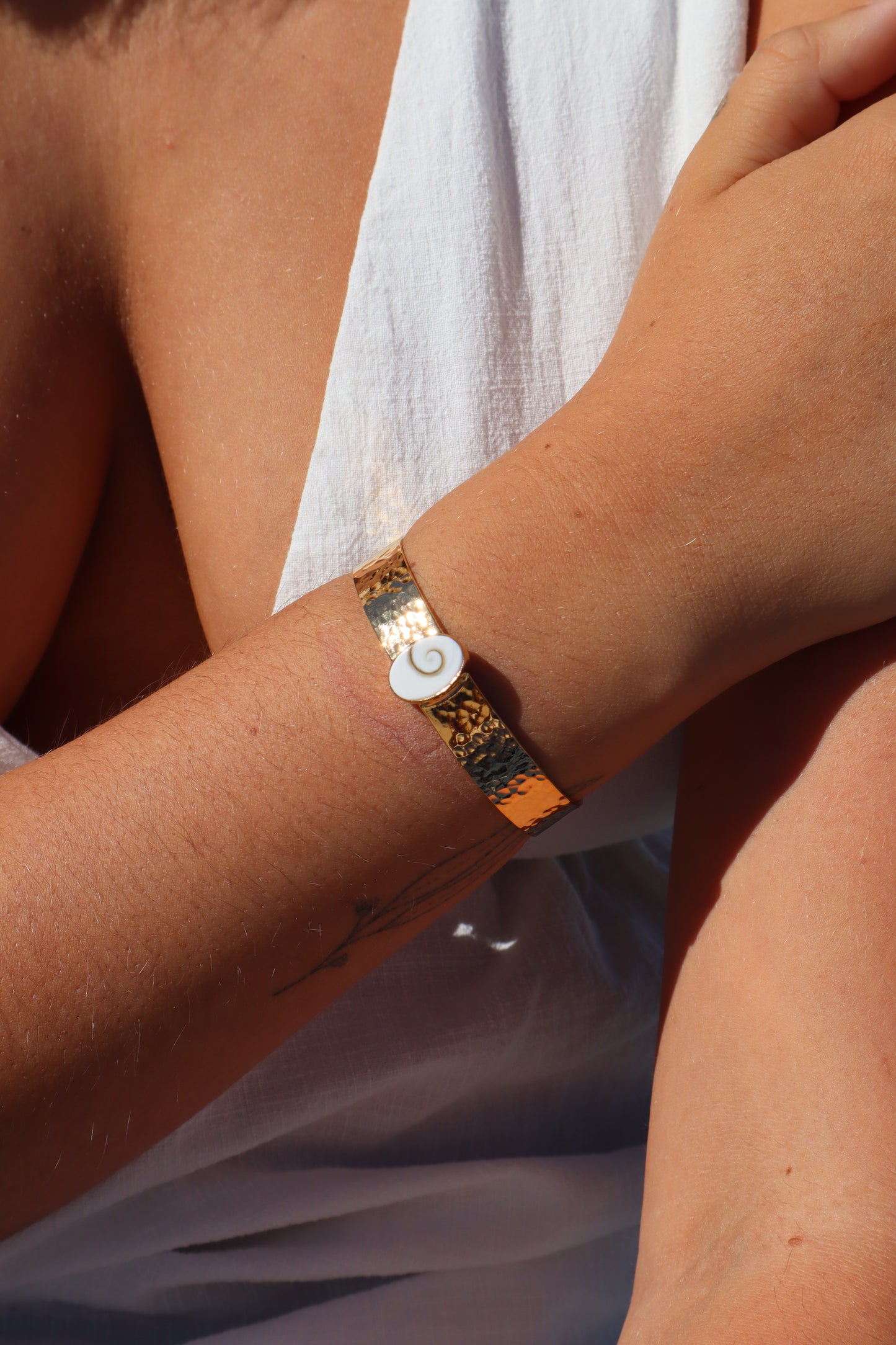 Hammered Operculum Cuff