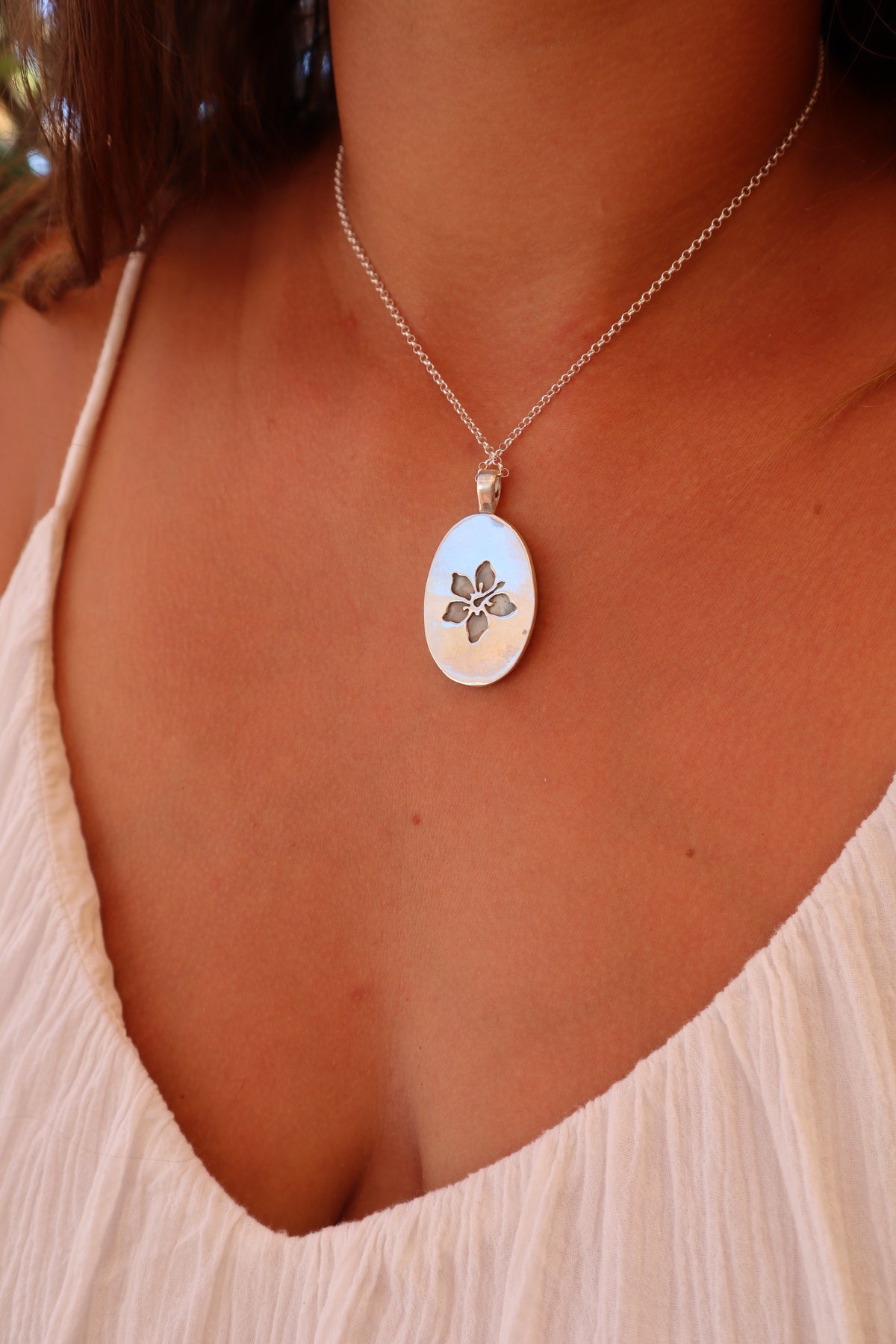 Larimar Hibiscus Pendant