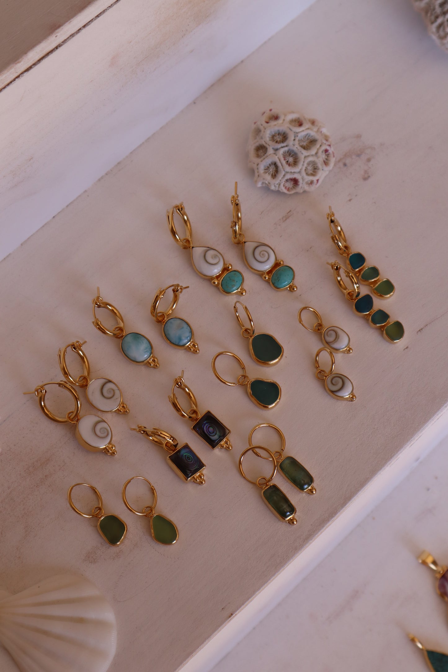 Triple Seaglass Earrings
