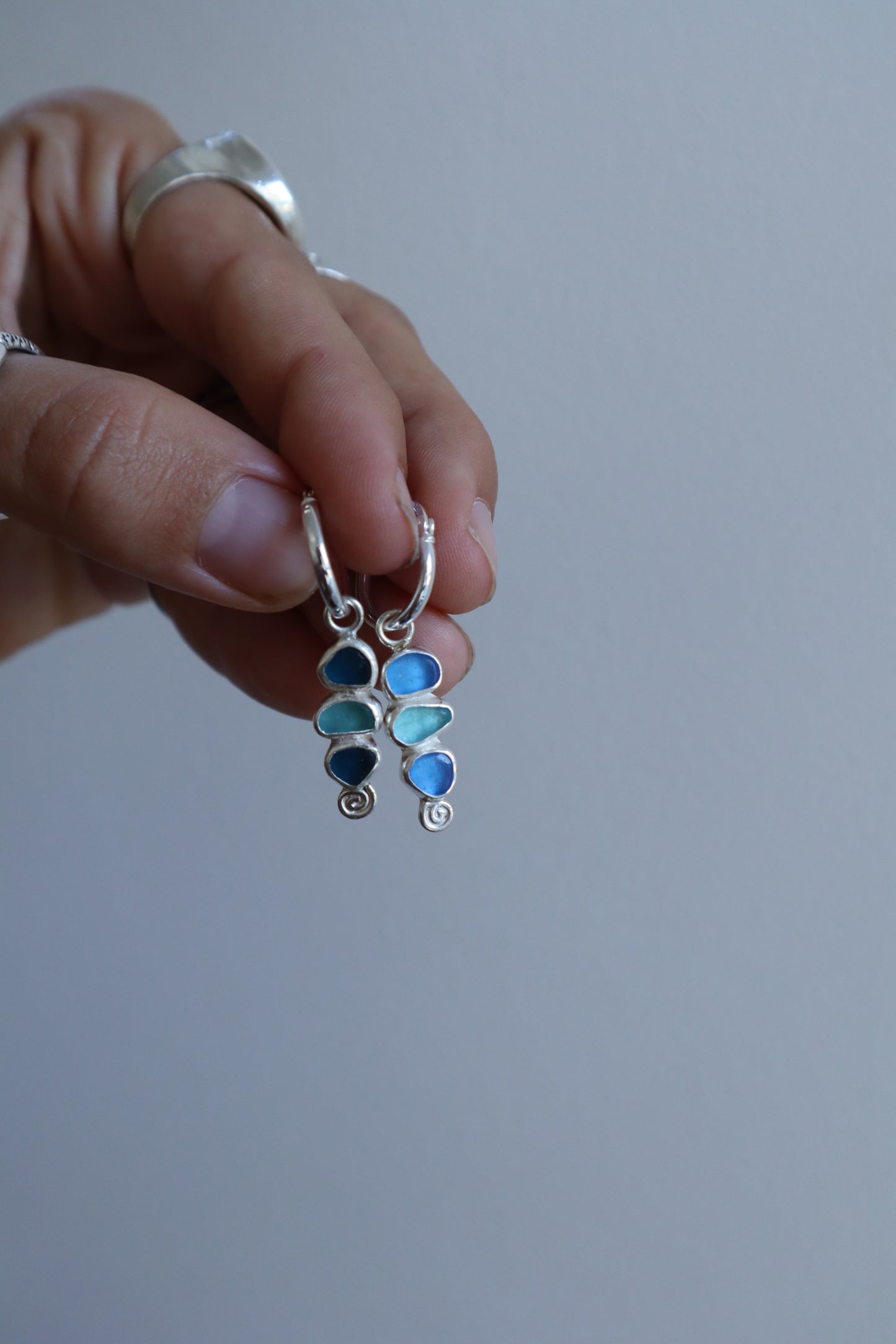Spiral Seaglass Hoops