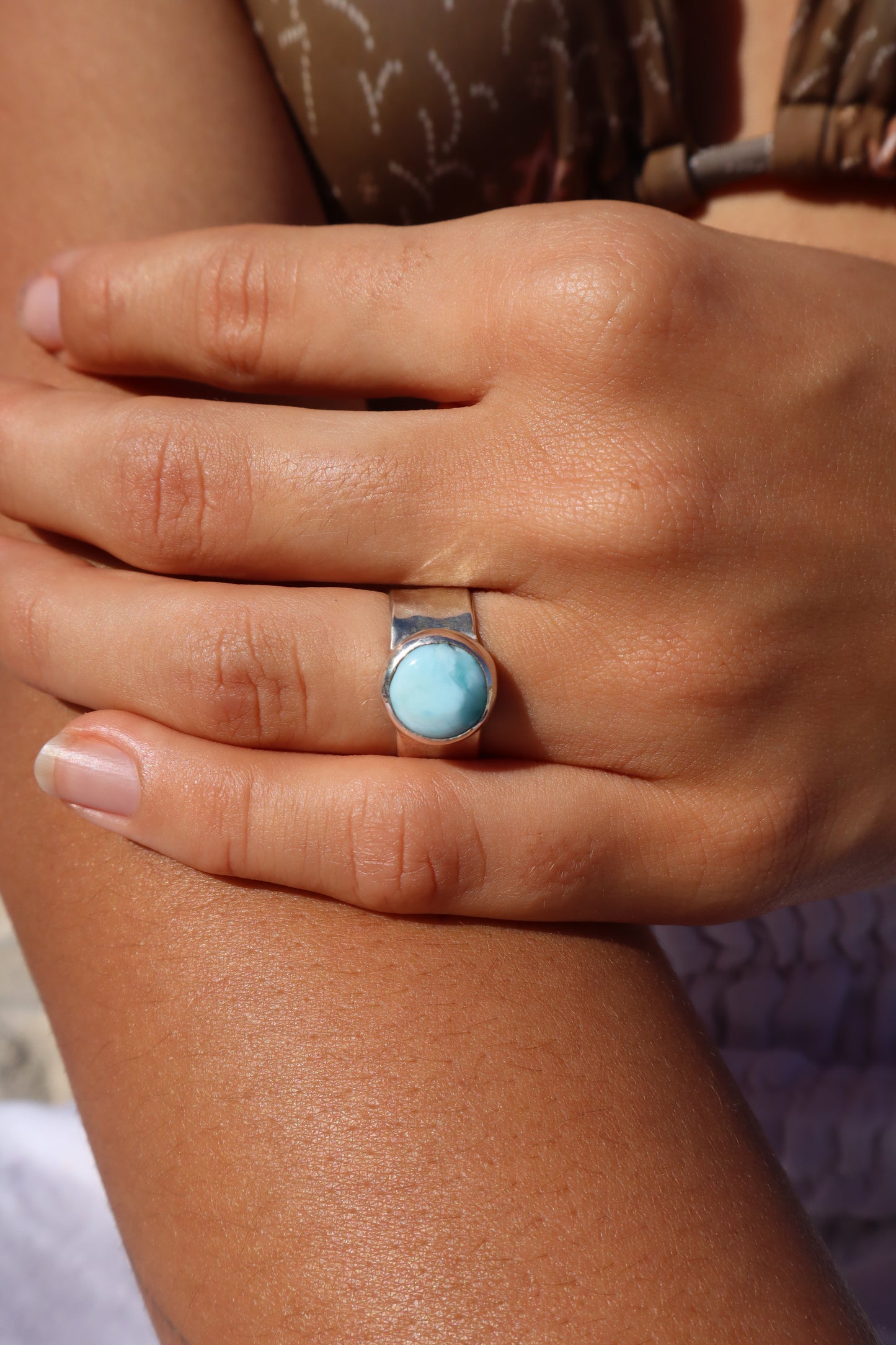 Textured Larimar Ring SIZE M - 6 1/4