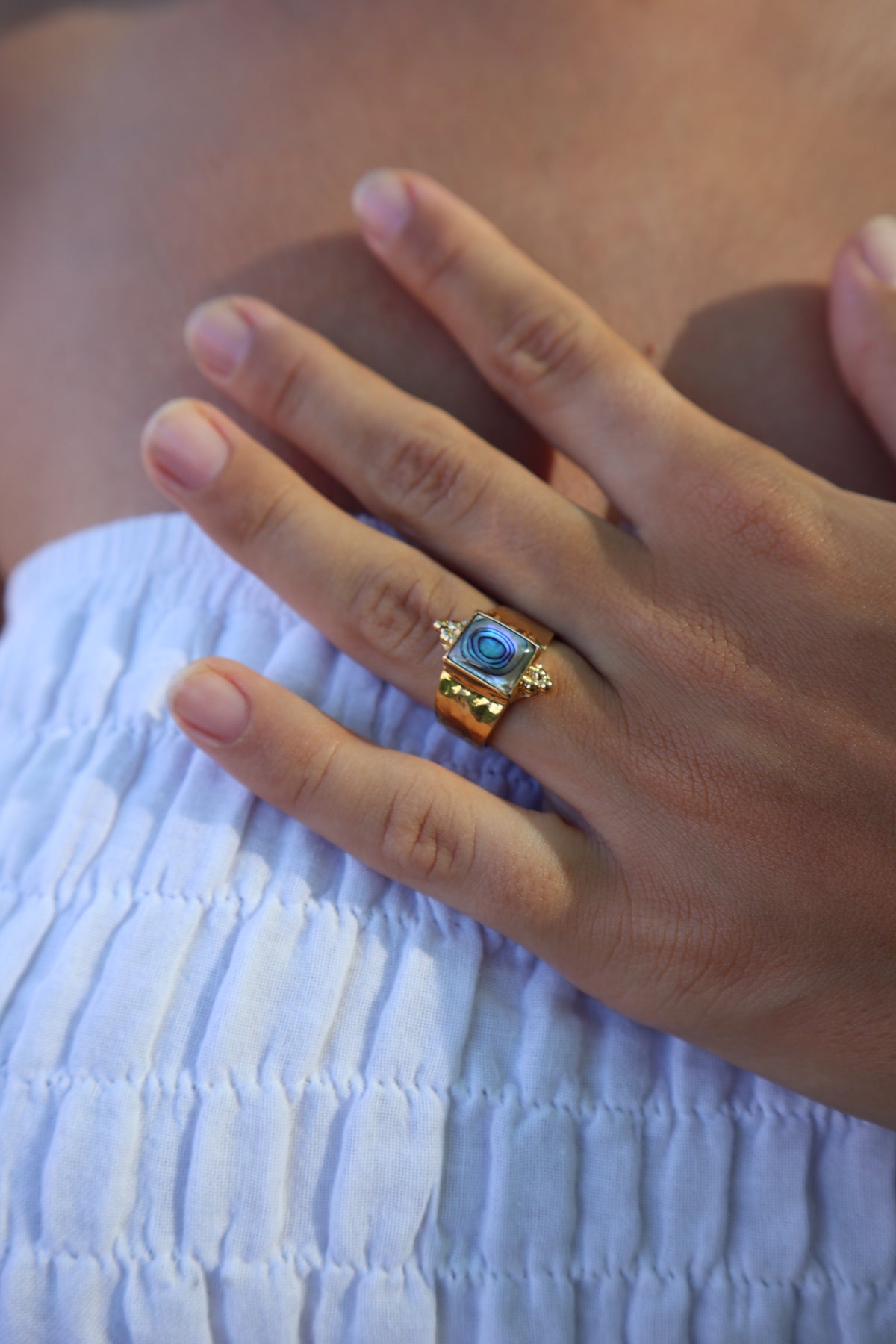 Textured Abalone Ring SIZE 7.5