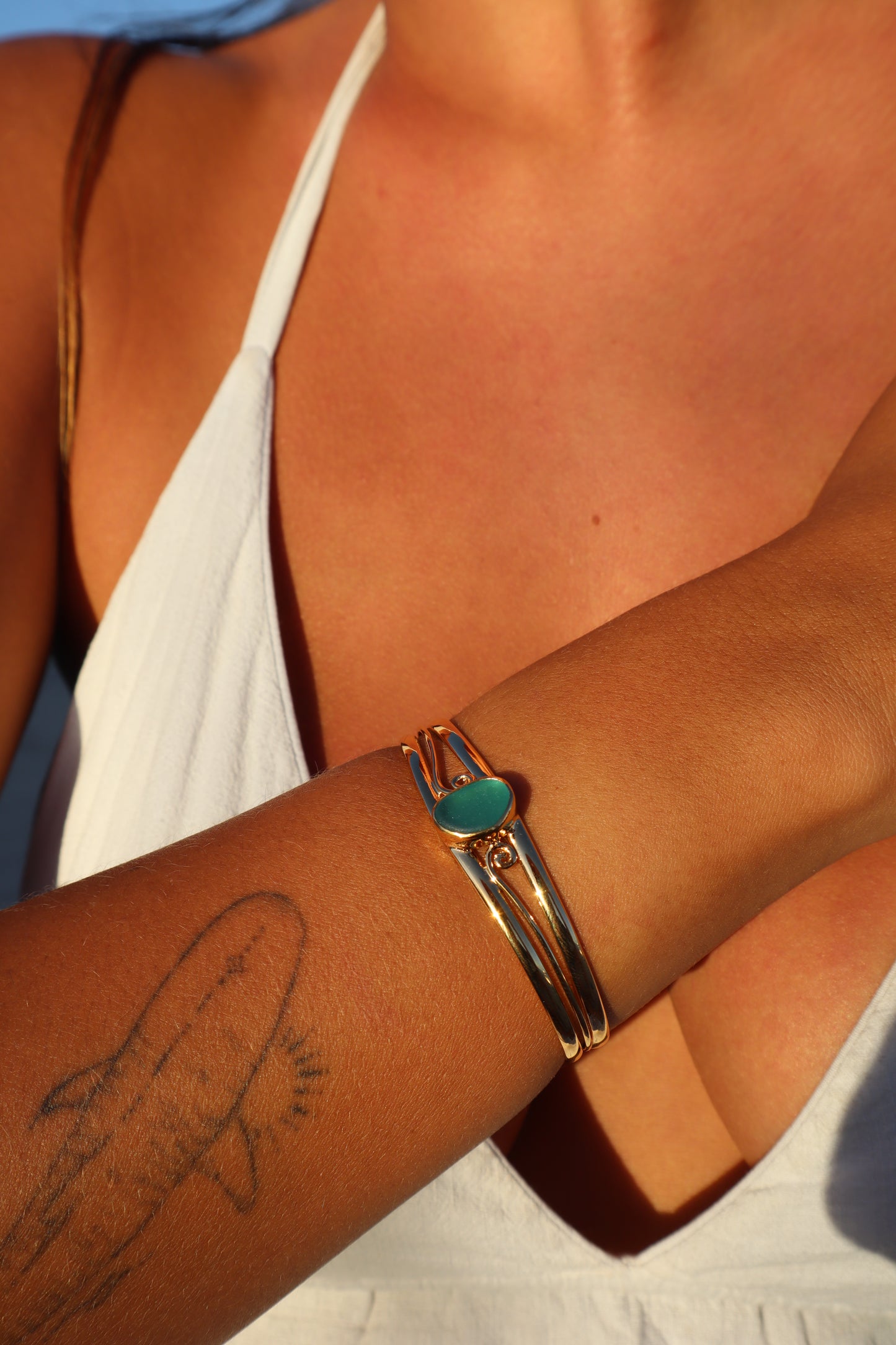 Spiral Seaglass Tidal Cuff