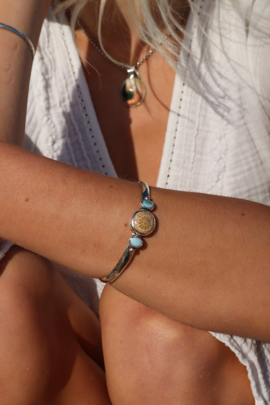 Larimar x Coral Cuff