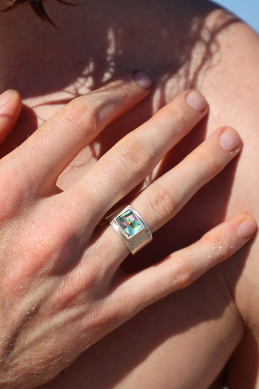 Abalone Signet Ring SIZE S - 9 1/4