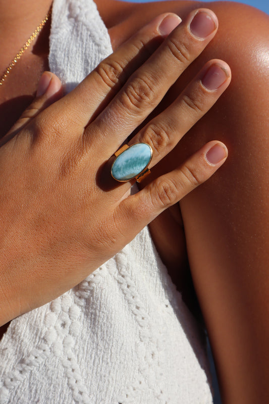 Chunky Larimar Ring SIZE 7.5