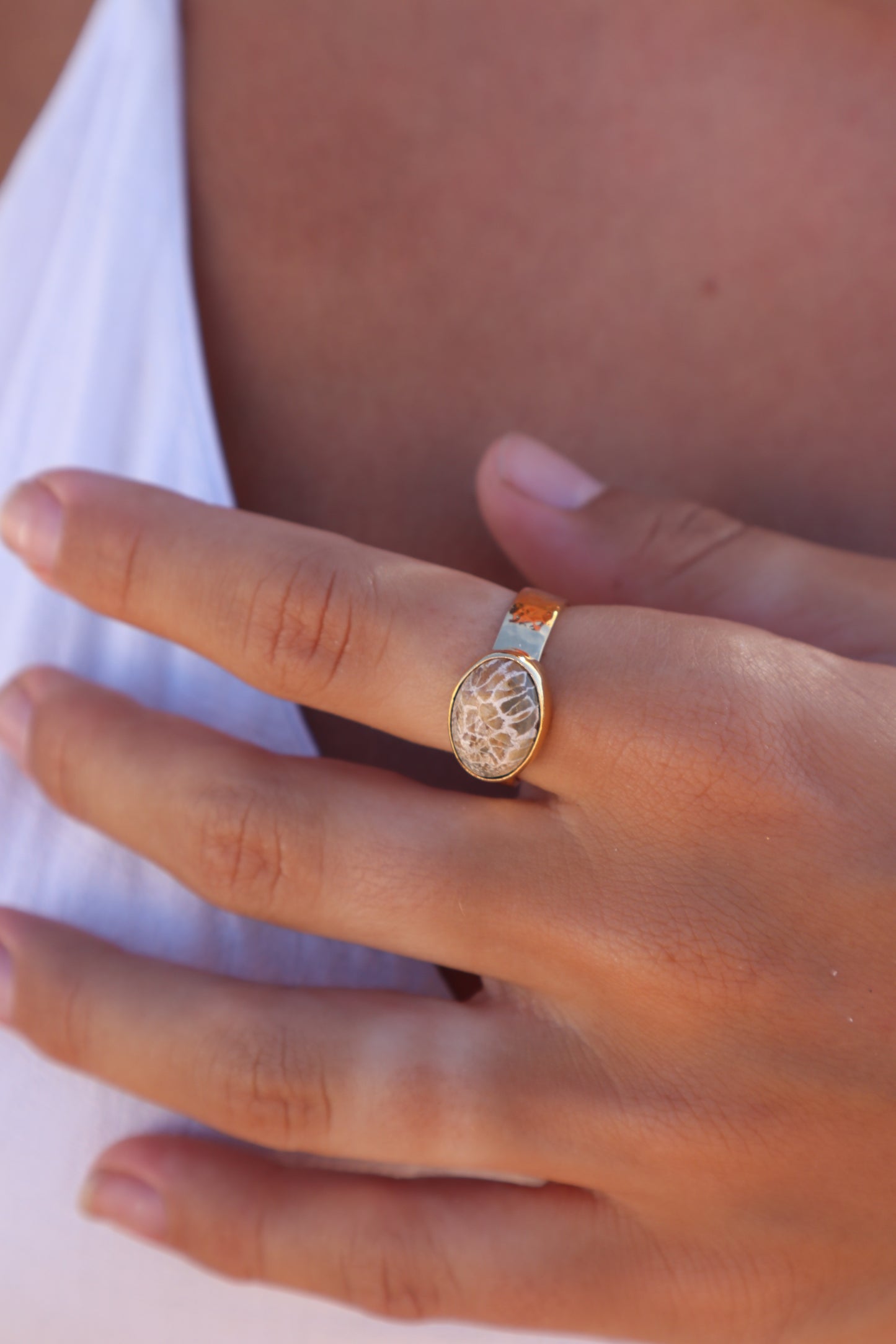 Fossilised Coral Ring SIZE 10