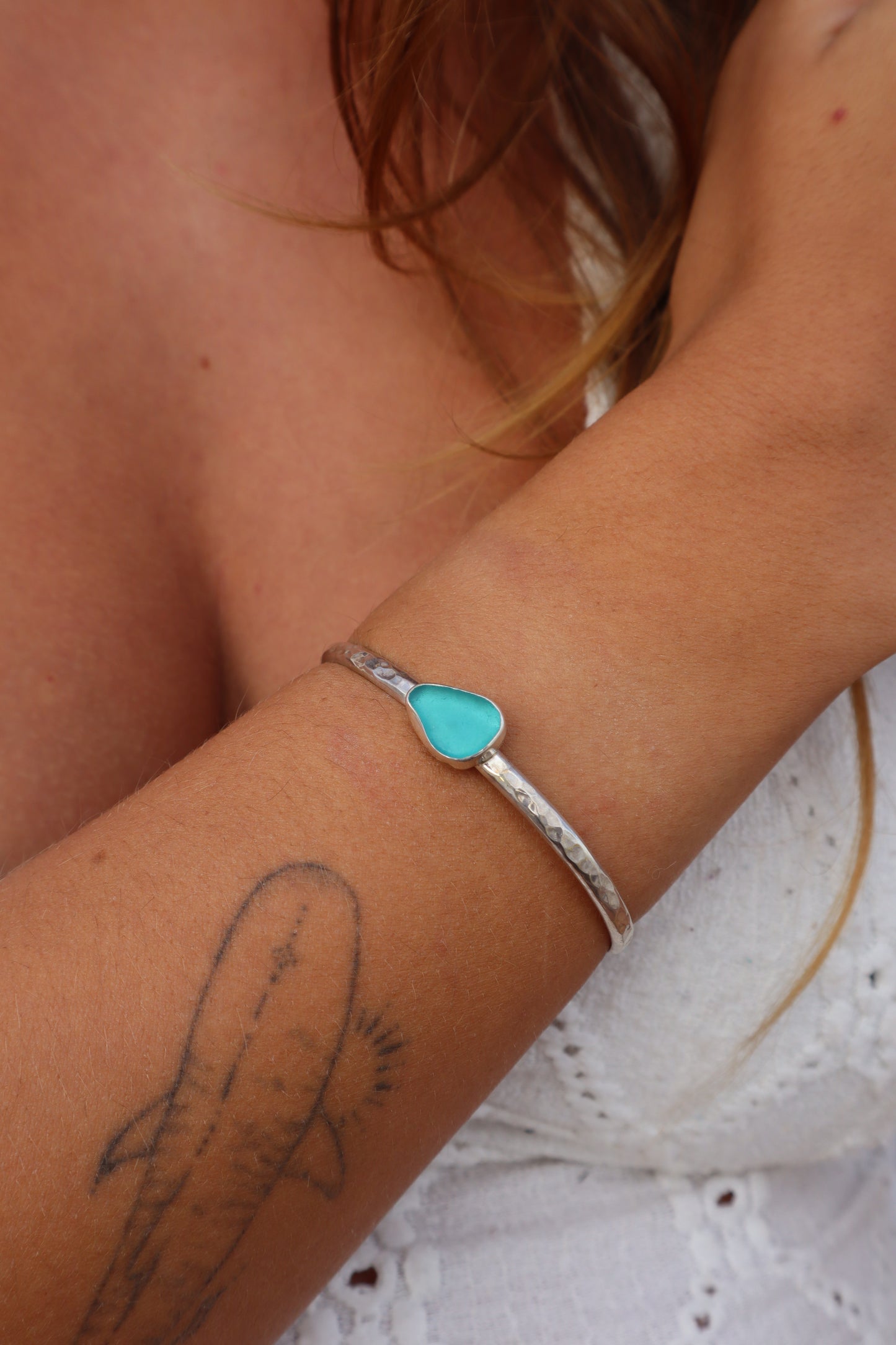 Blue Sea Glass Wanderer Cuff