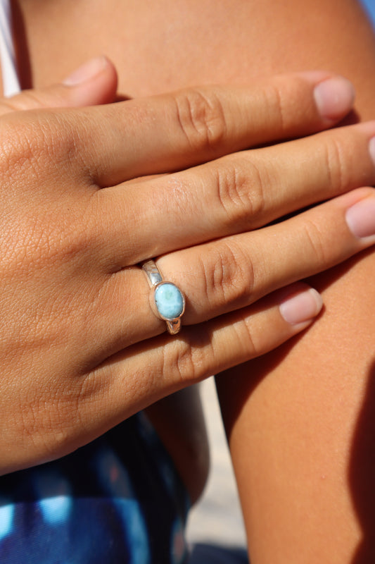 Dainty Larimar Ring SIZE L - 5 3/4