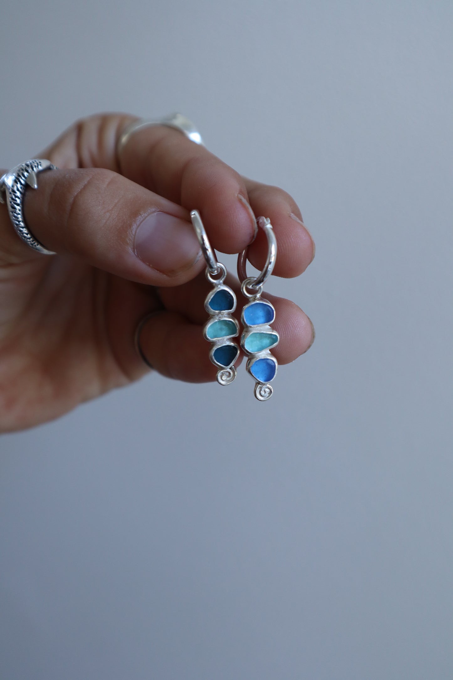 Spiral Seaglass Hoops