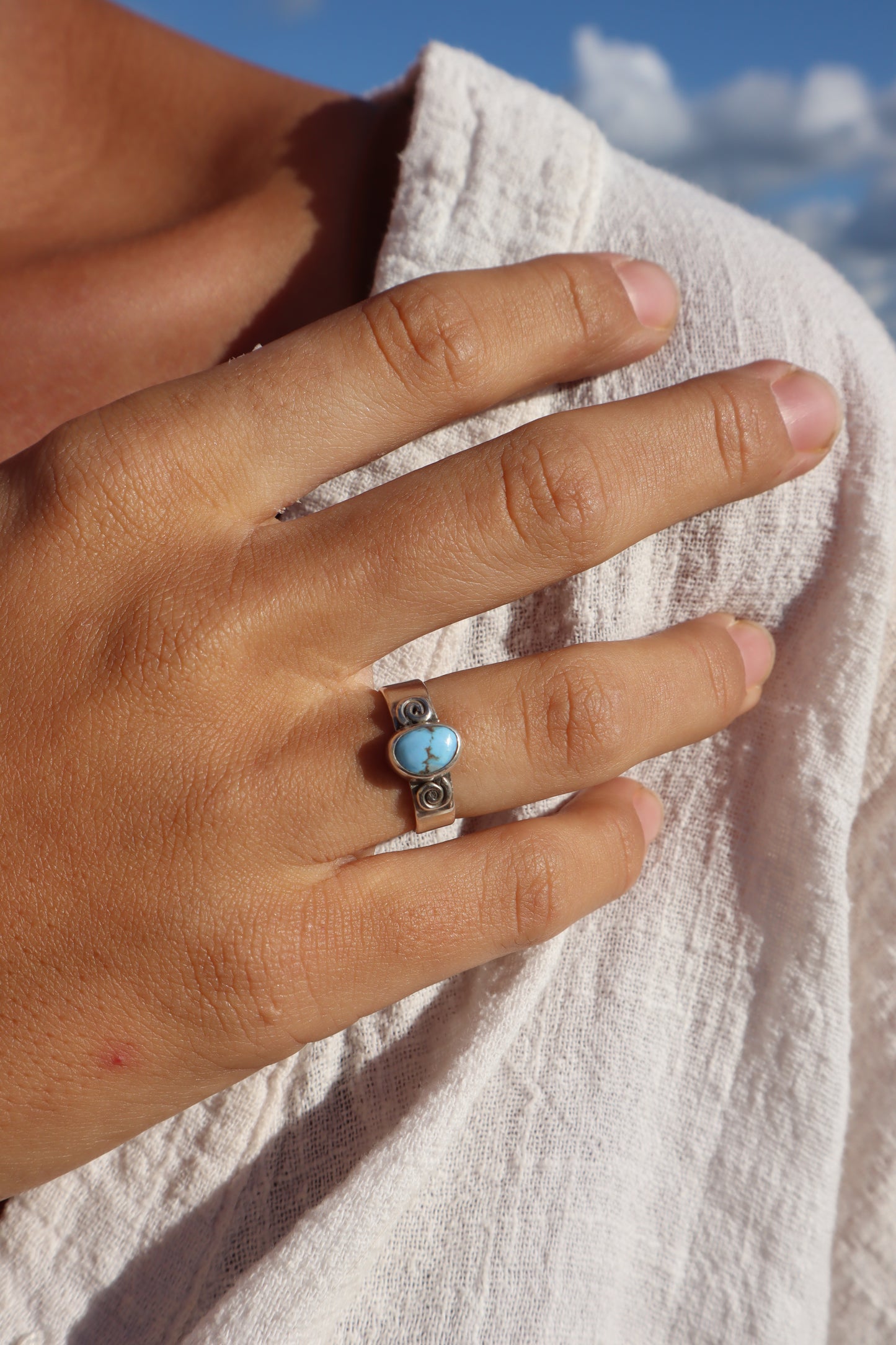 Spiral Turquoise Ring SIZE N - 6 3/4