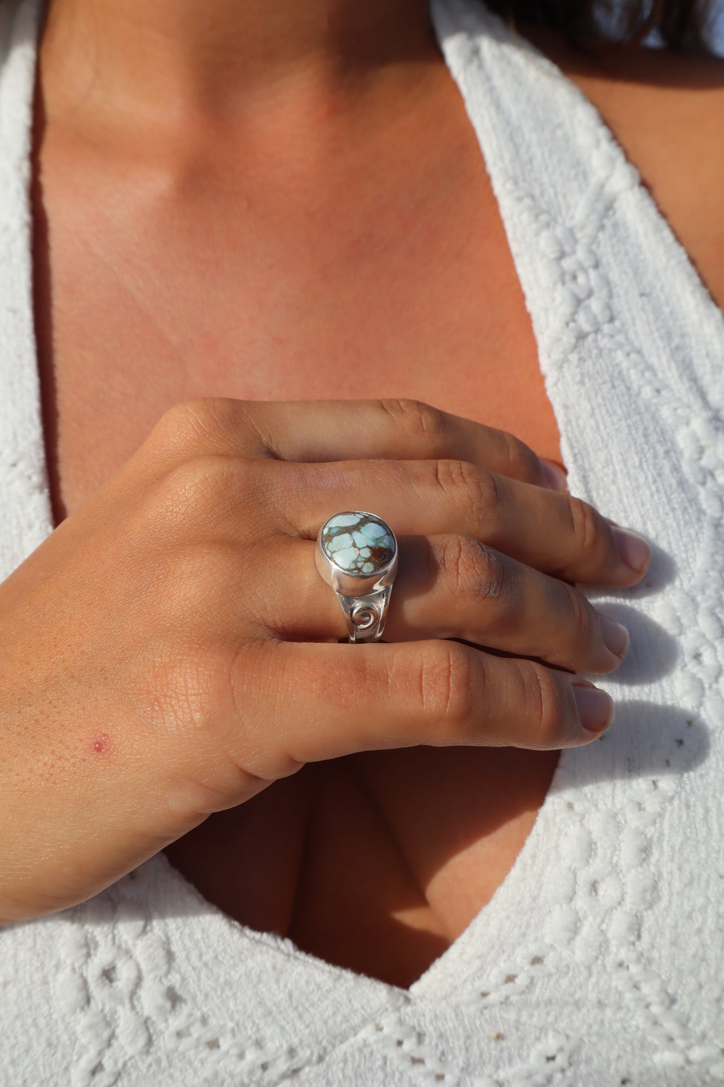 Spiral Turquoise Ring SIZE M - 6 1/4