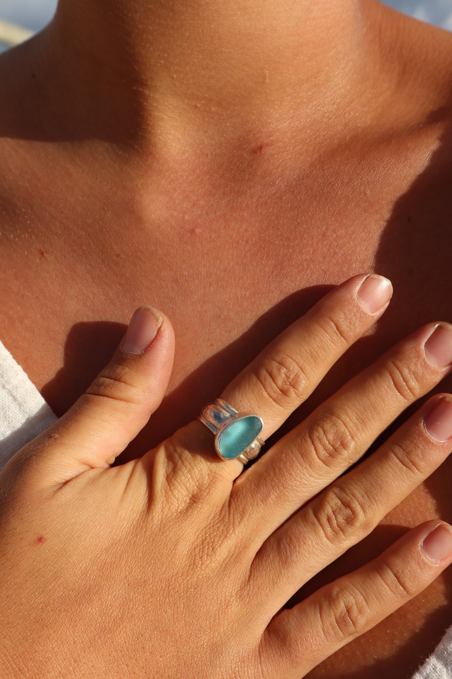 Chunky Seaglass Ring SIZE S - 9 1/4