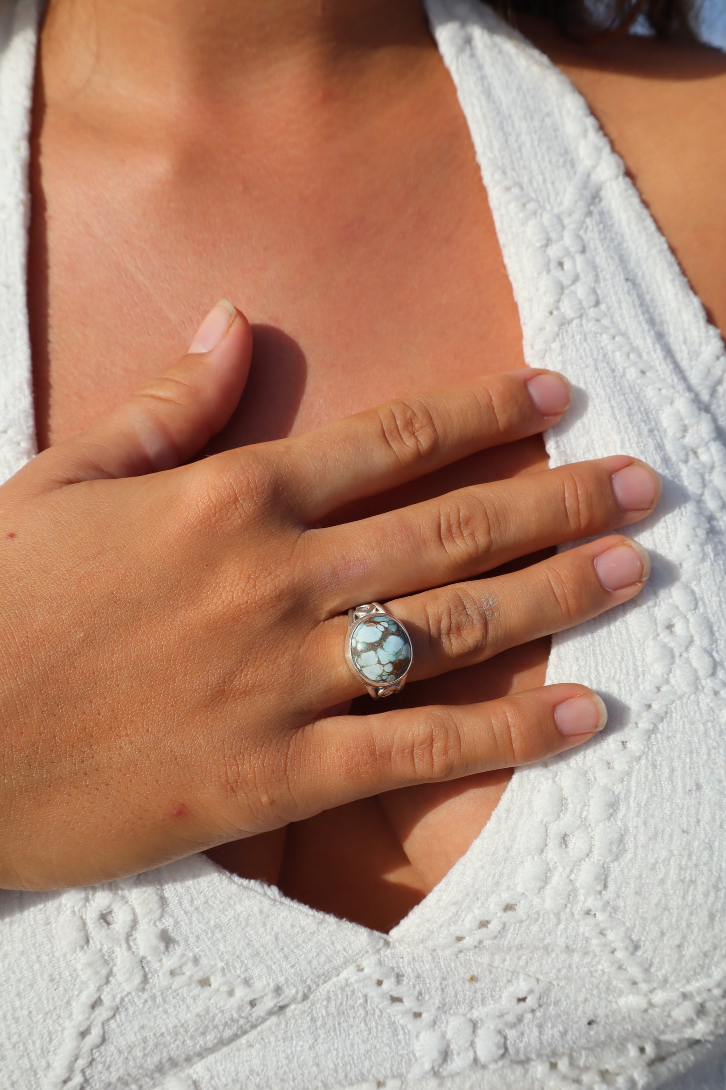 Spiral Turquoise Ring SIZE M - 6 1/4