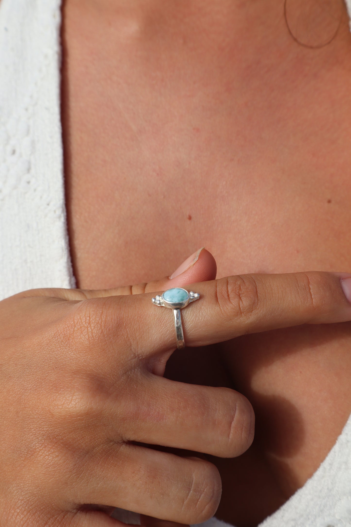 Dainty Larimar Ring SIZE P - 7 3/4