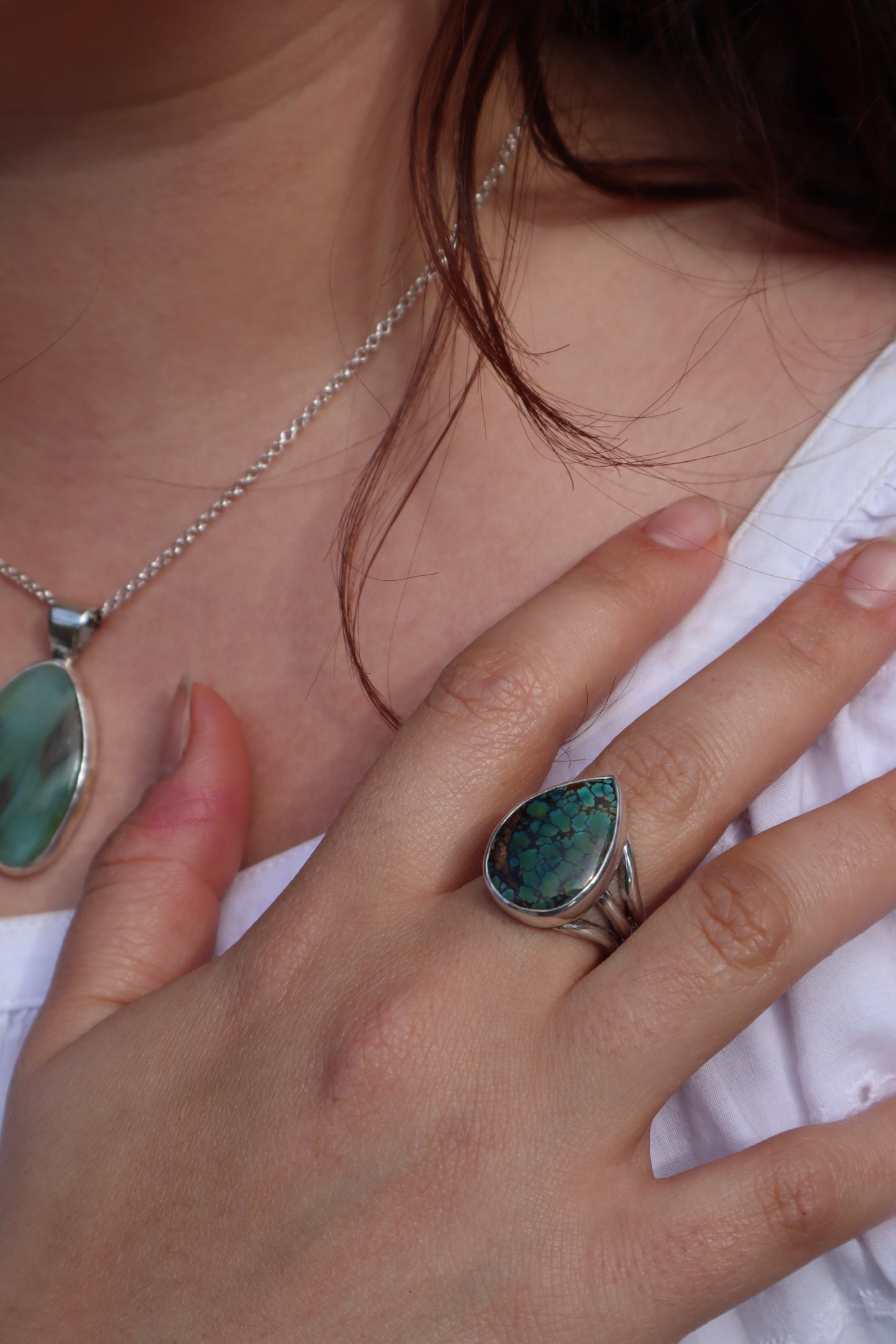 Teardrop Turquoise Ring SIZE P 1/2 - 8
