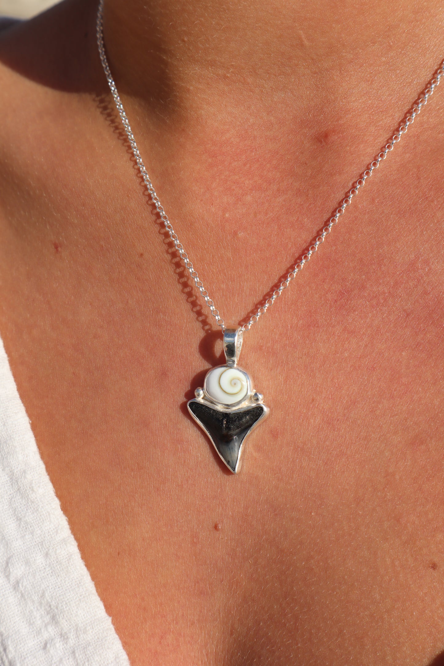 Operculum x Fossilised Shark Tooth Pendant