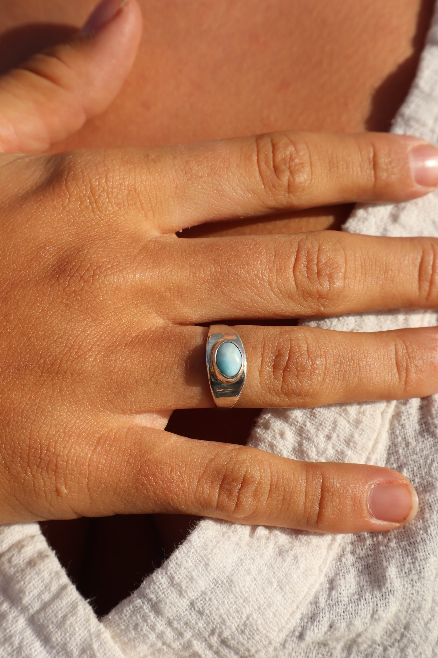 Larimar Signet Ring SIZE N - 6 3/4