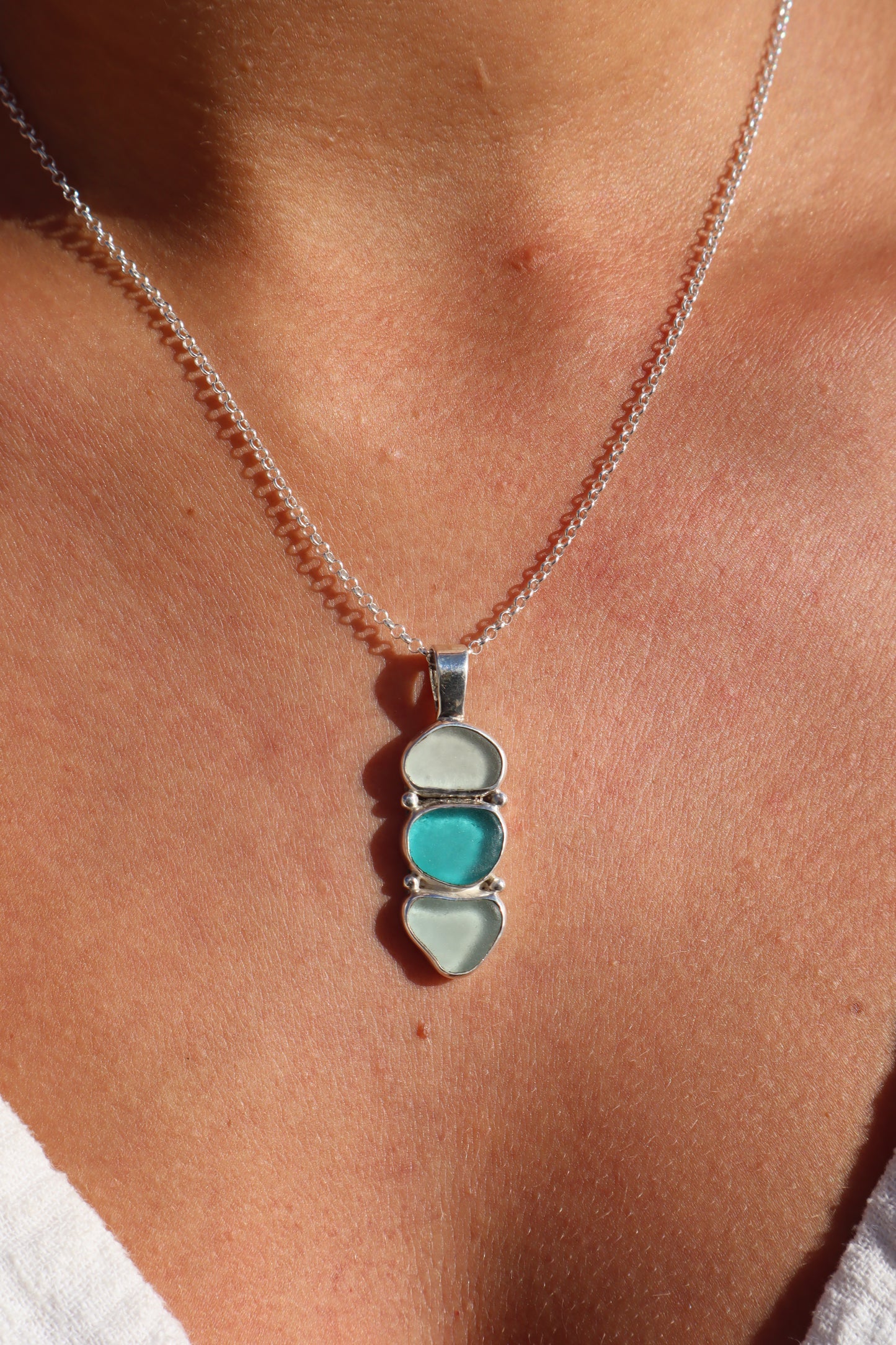 Triple Seaglass Pendant