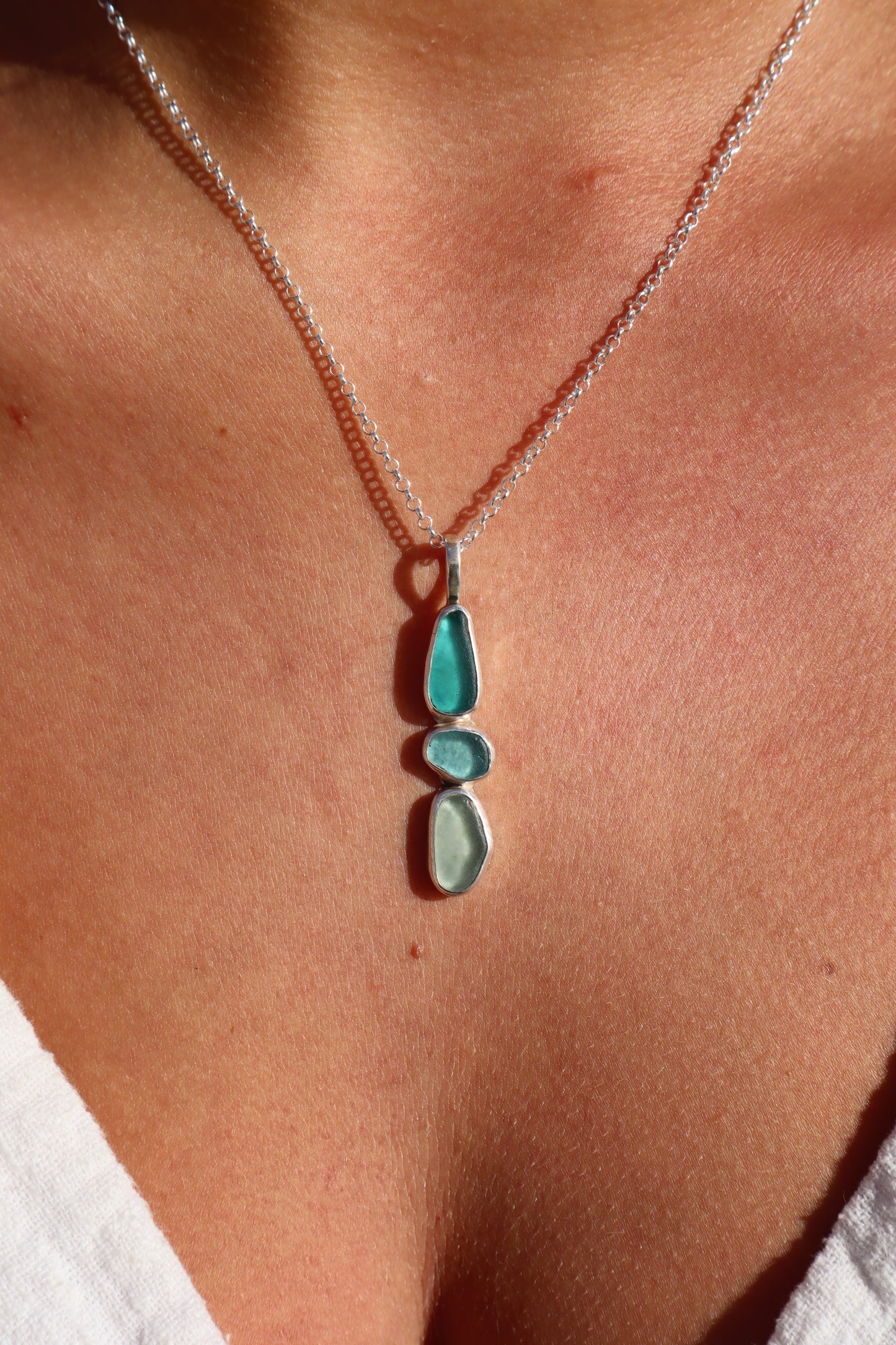 Triple Seaglass Pendant